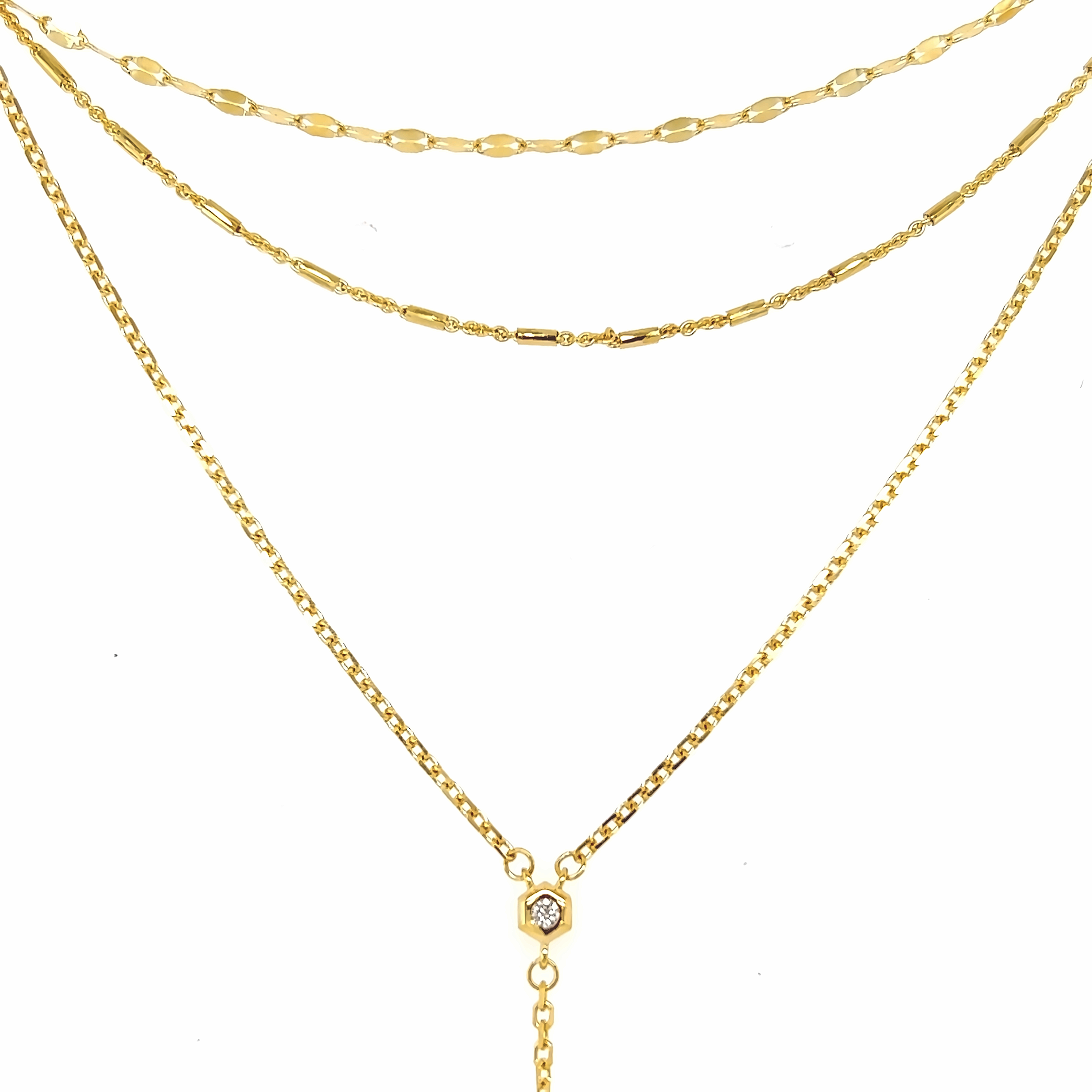 14k Yellow Gold Diamond Y Drop Necklace