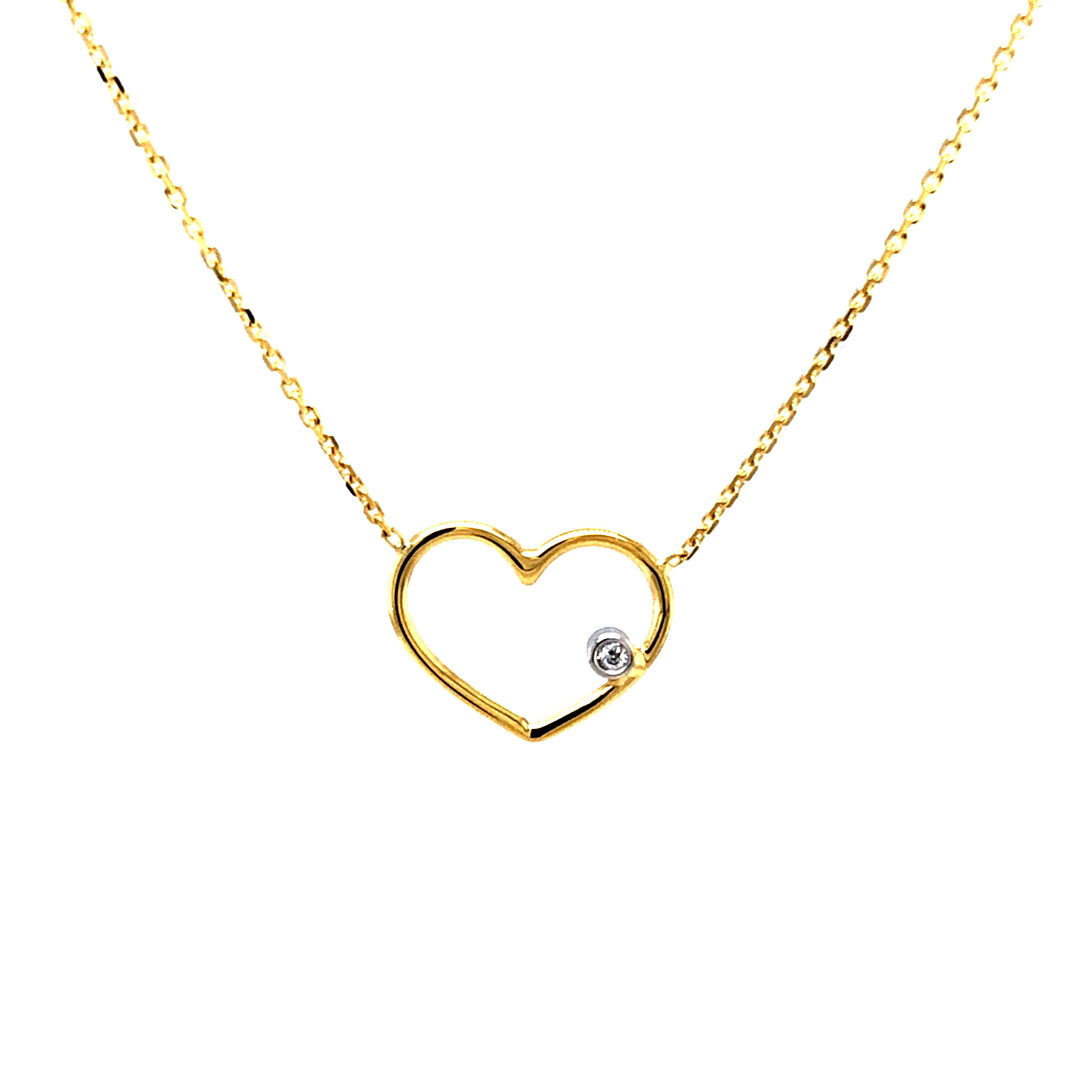 14k Yellow Gold Wire Heart Diamond Pendant