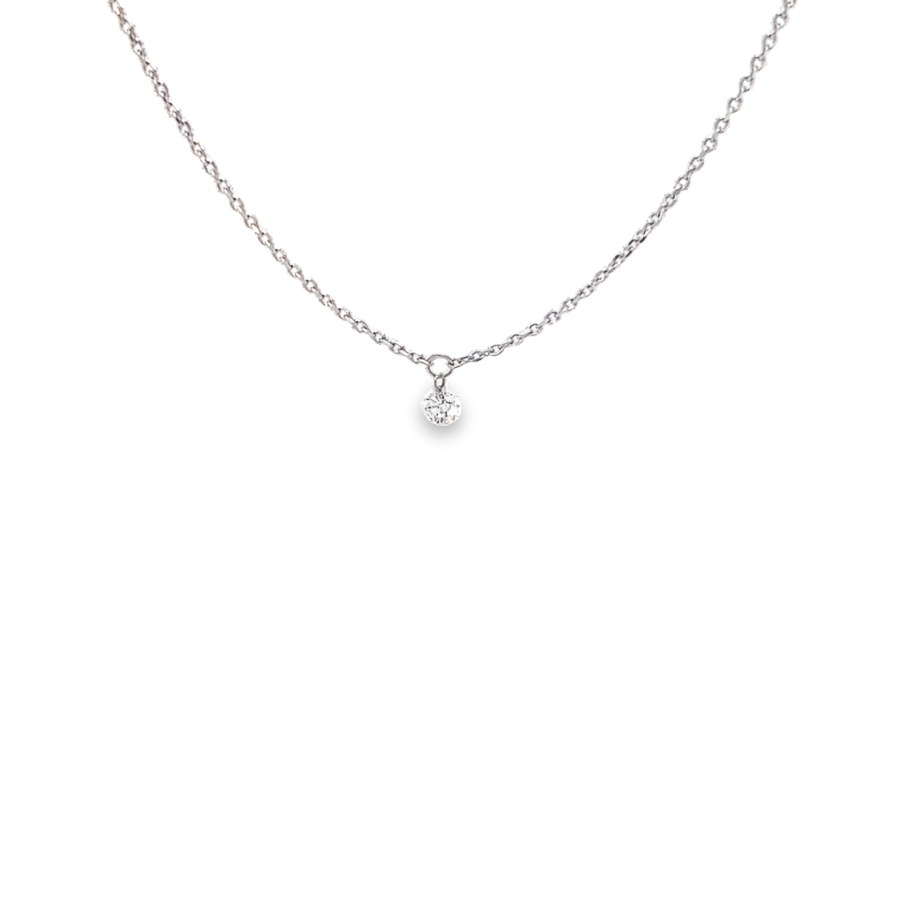14 Karat white gold solitaire necklace with one 0.10ct Round Brilliant G I Diamond