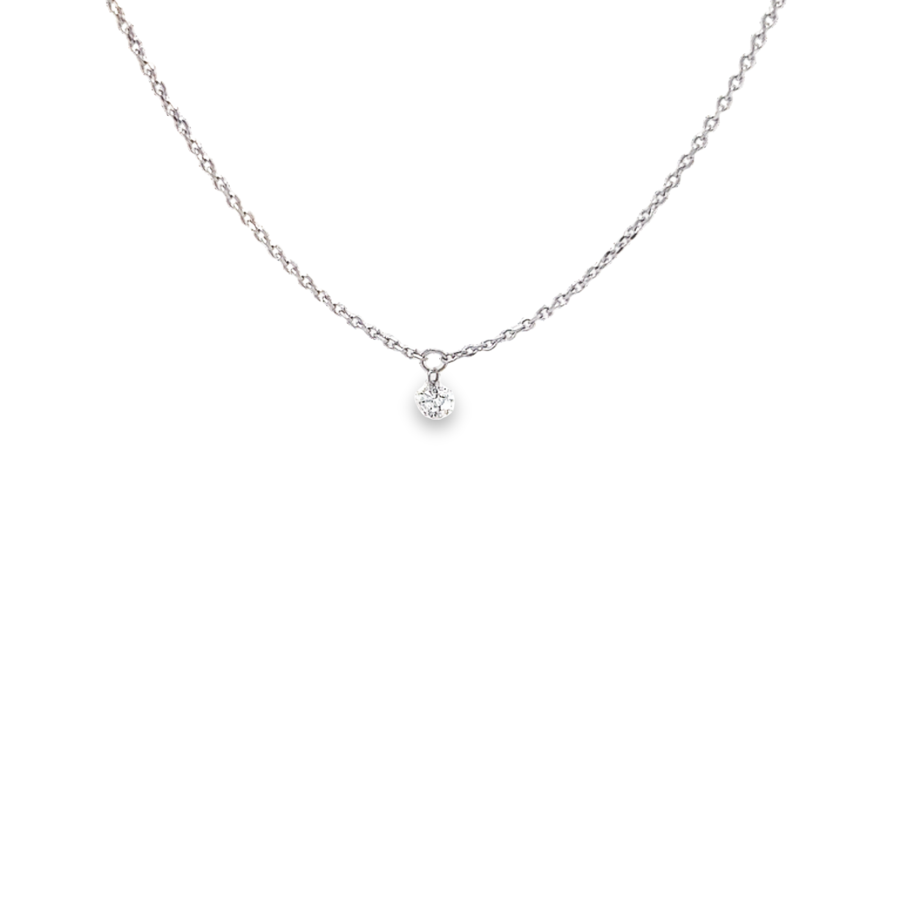 14k White Gold Diamond Solitaire Necklace