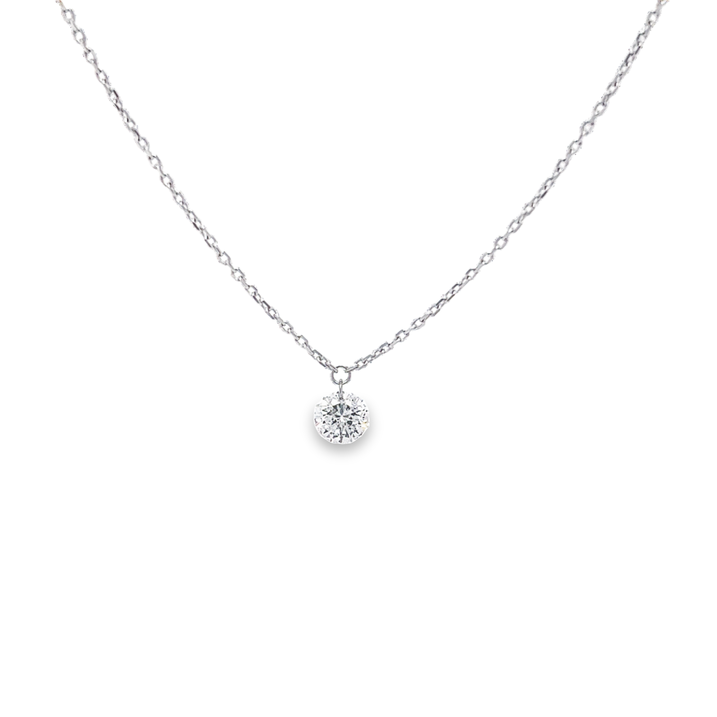 14 Karat white gold solitaire necklace with one 0.33ct Round Brilliant G I Diamond