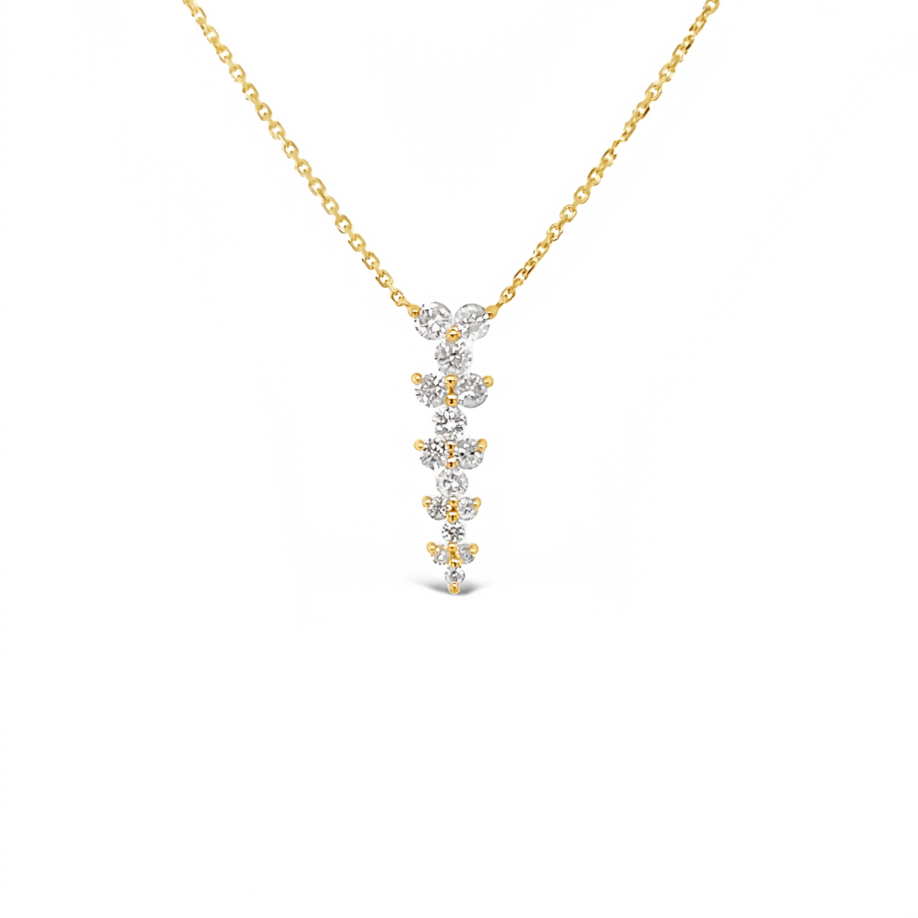 Yellow 14 Karat Y Drop Necklace with 15=0.38tw Round Brilliant G I Diamonds