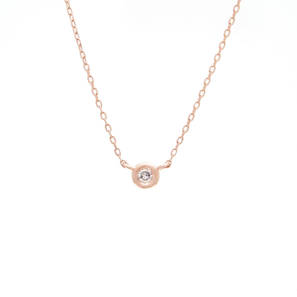 Rose 14 Karat Solitaire Necklace with One 0.02ct Round Brilliant G I Diamond