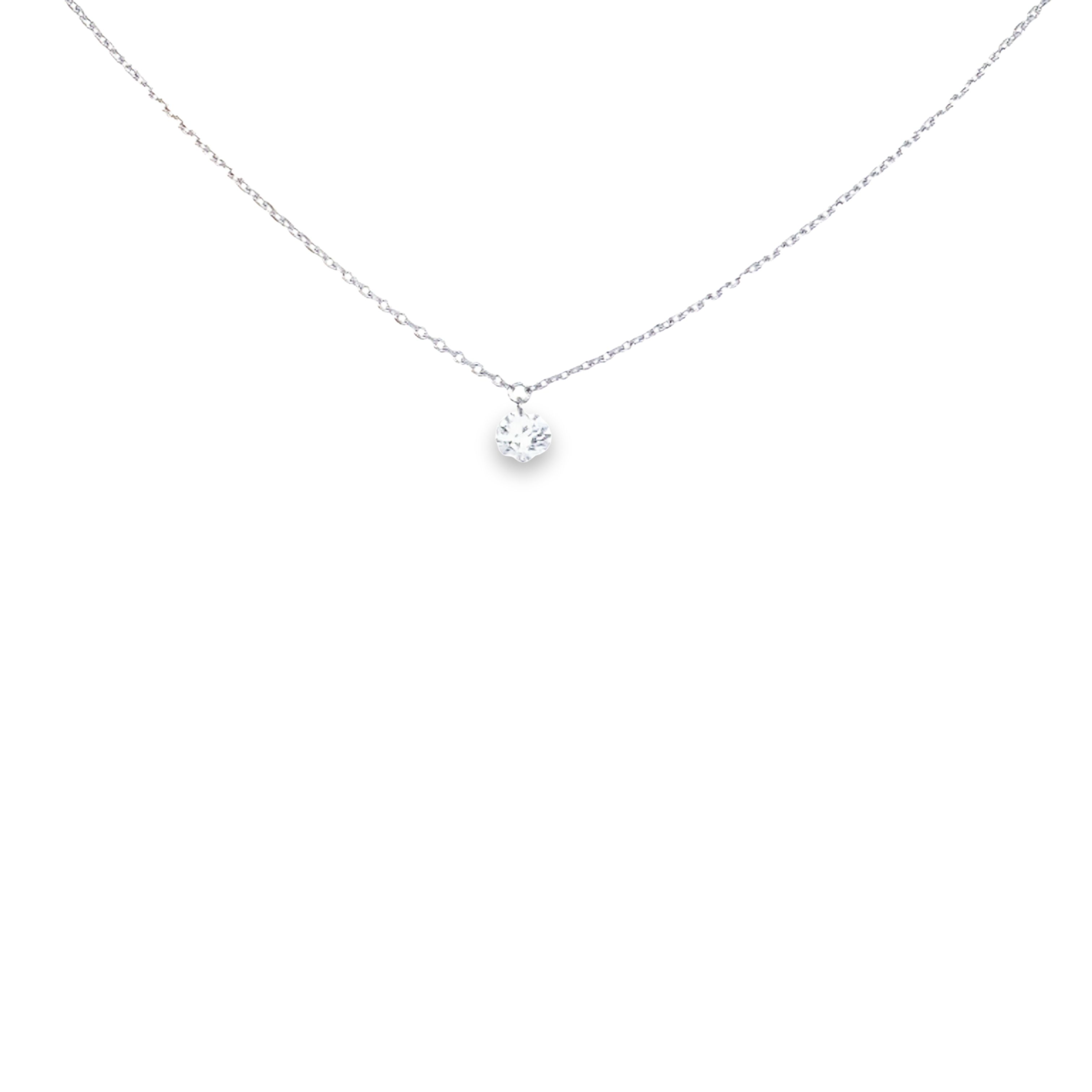 14 Karat white gold solitaire necklace with One 0.25Ct Round Brilliant G I Diamond