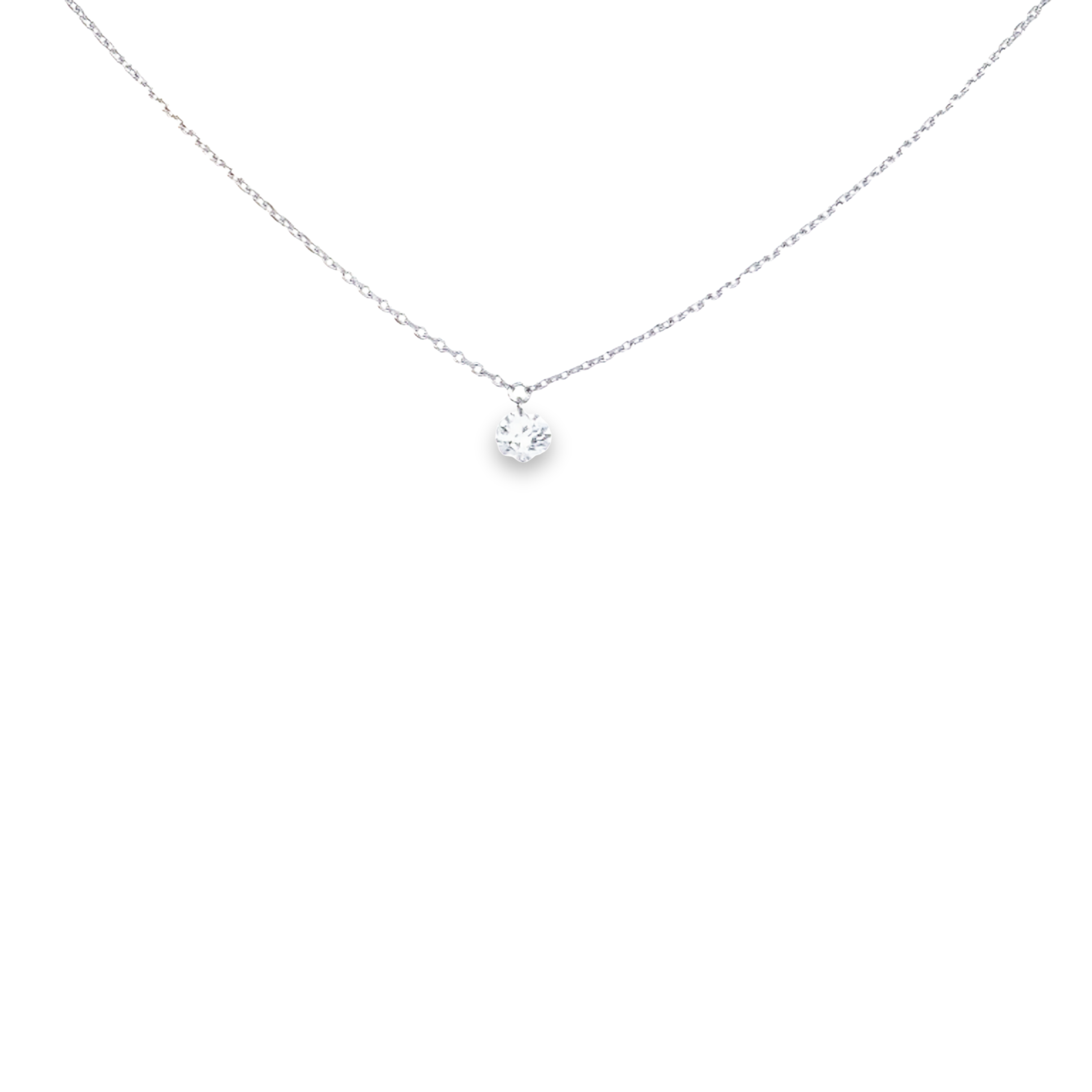 14k White Gold Diamond Solitaire Necklace