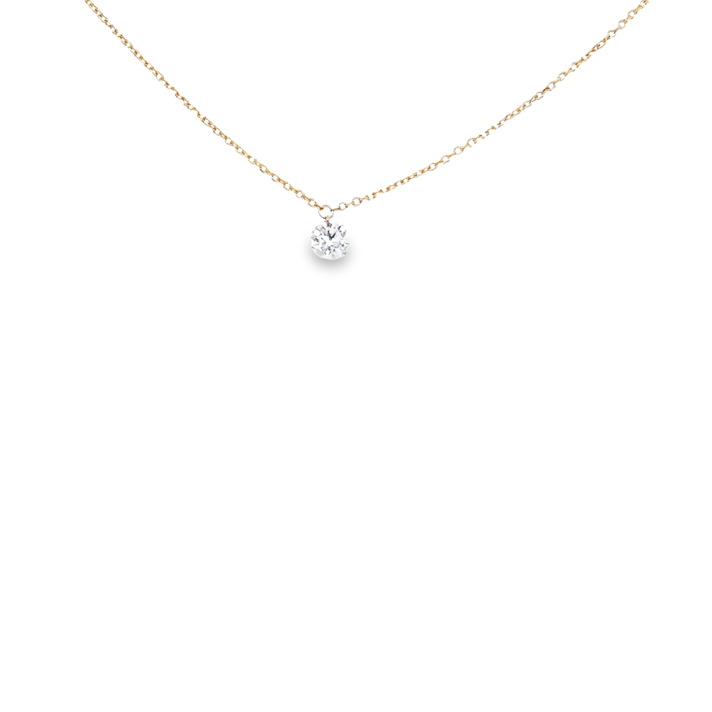 14 Karat Yellow Gold Solitaire Necklace With One 0.15ct Round Brilliant G I Diamond
