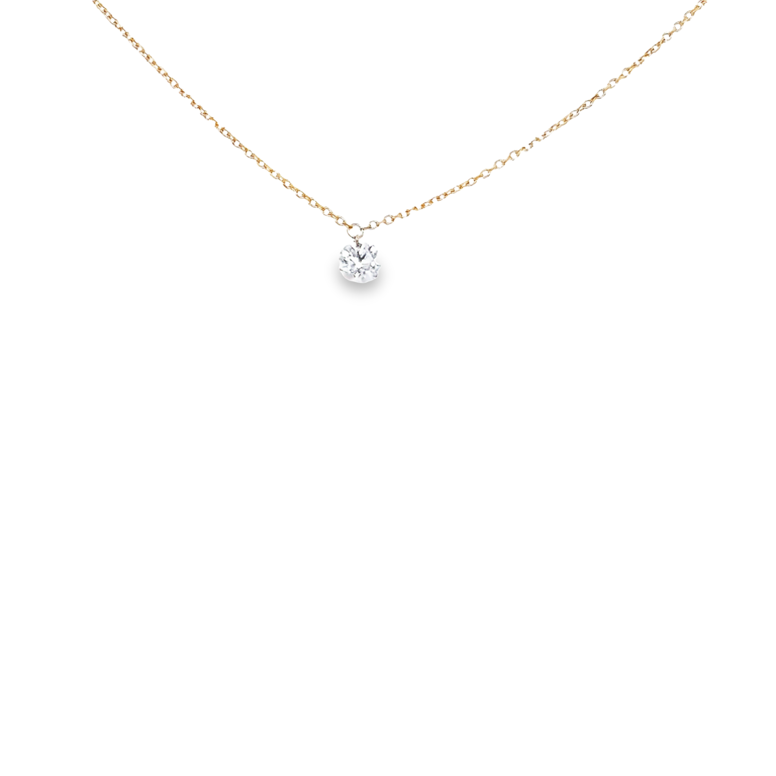 14k Yellow Gold Diamond Solitaire Necklace