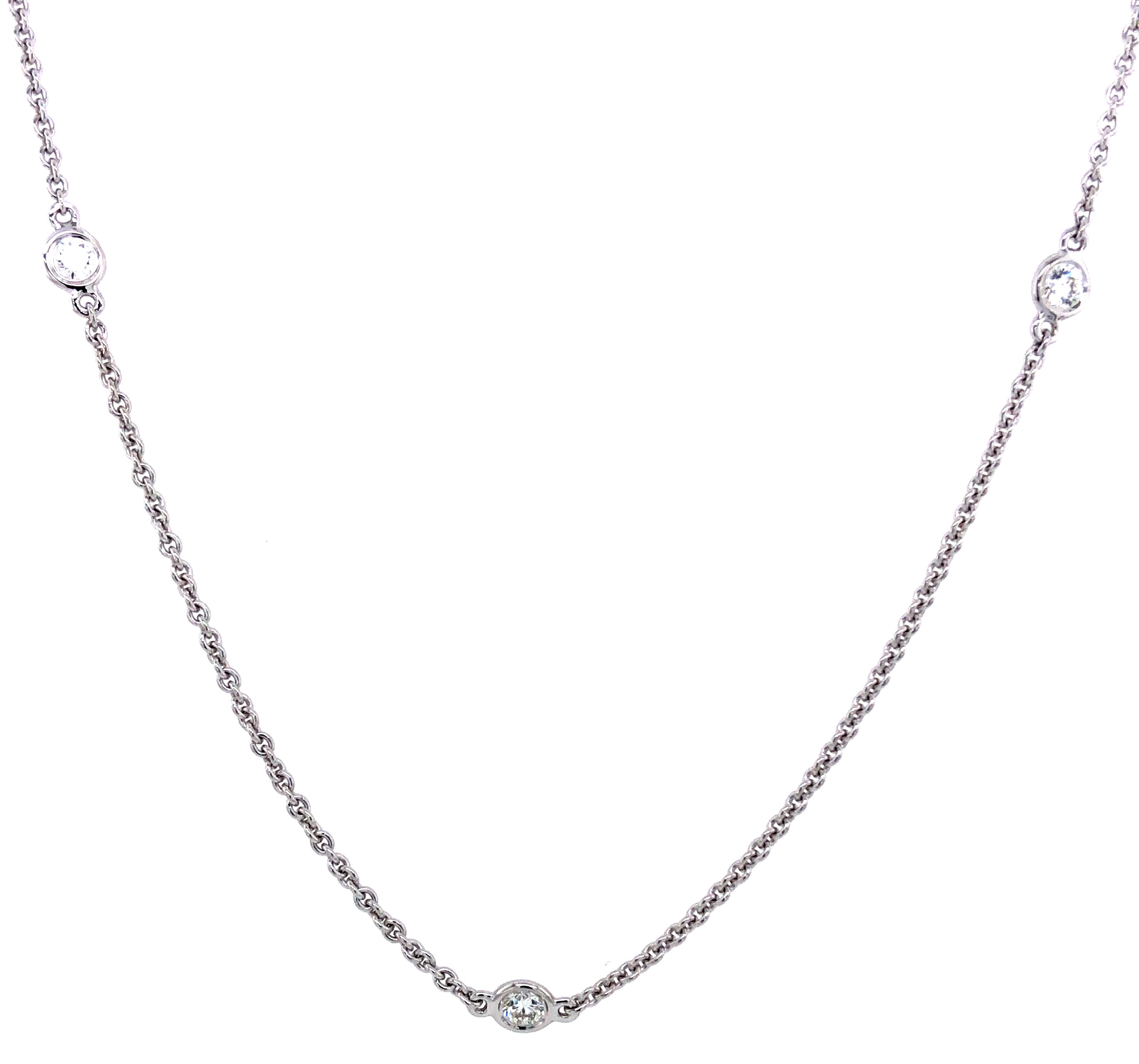 14 Karat White Gold Diamonds By The Yard Necklace With 7=0.50TW Round Brilliant G VS Diamonds 18"-20"