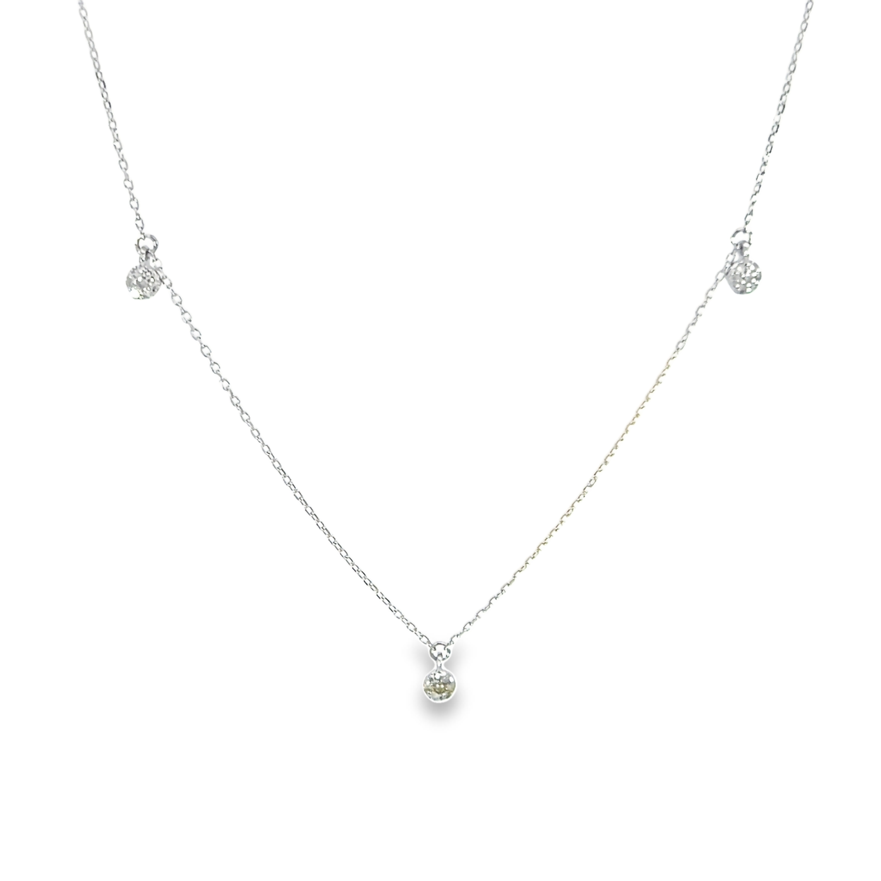 14k White Gold Station Necklace