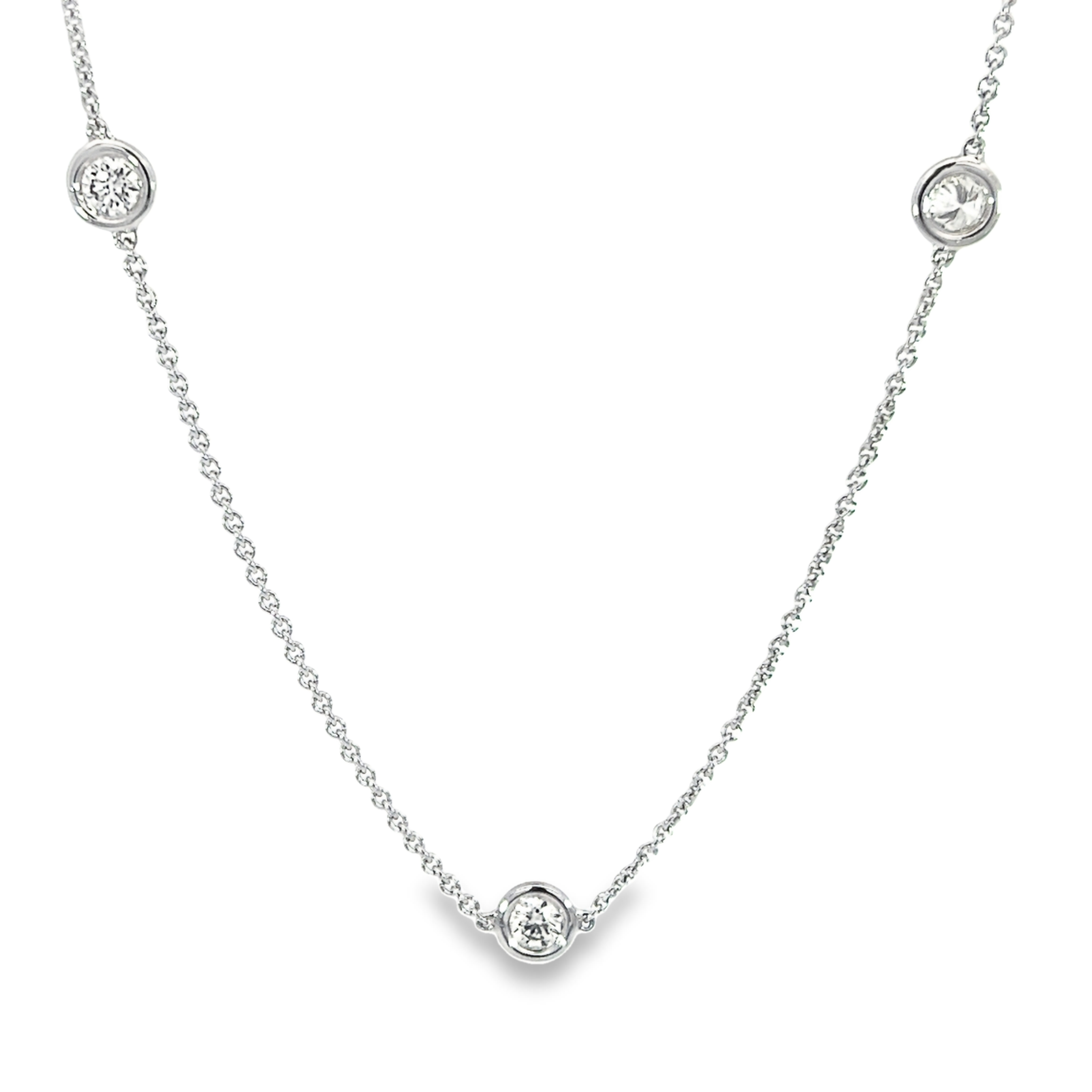 14 Karat White Gold Diamonds By The Yard  Necklace With 7=1.50tw Round Brilliant G Vs Diamonds 18"-20"