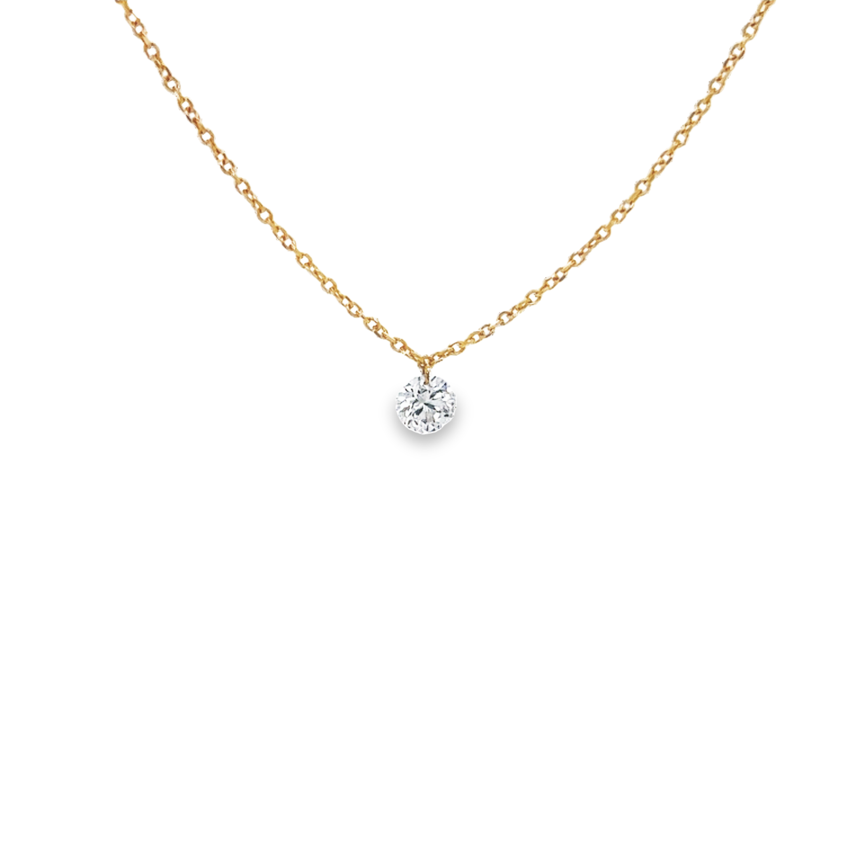 14k Yellow Gold Diamond Solitaire Necklace