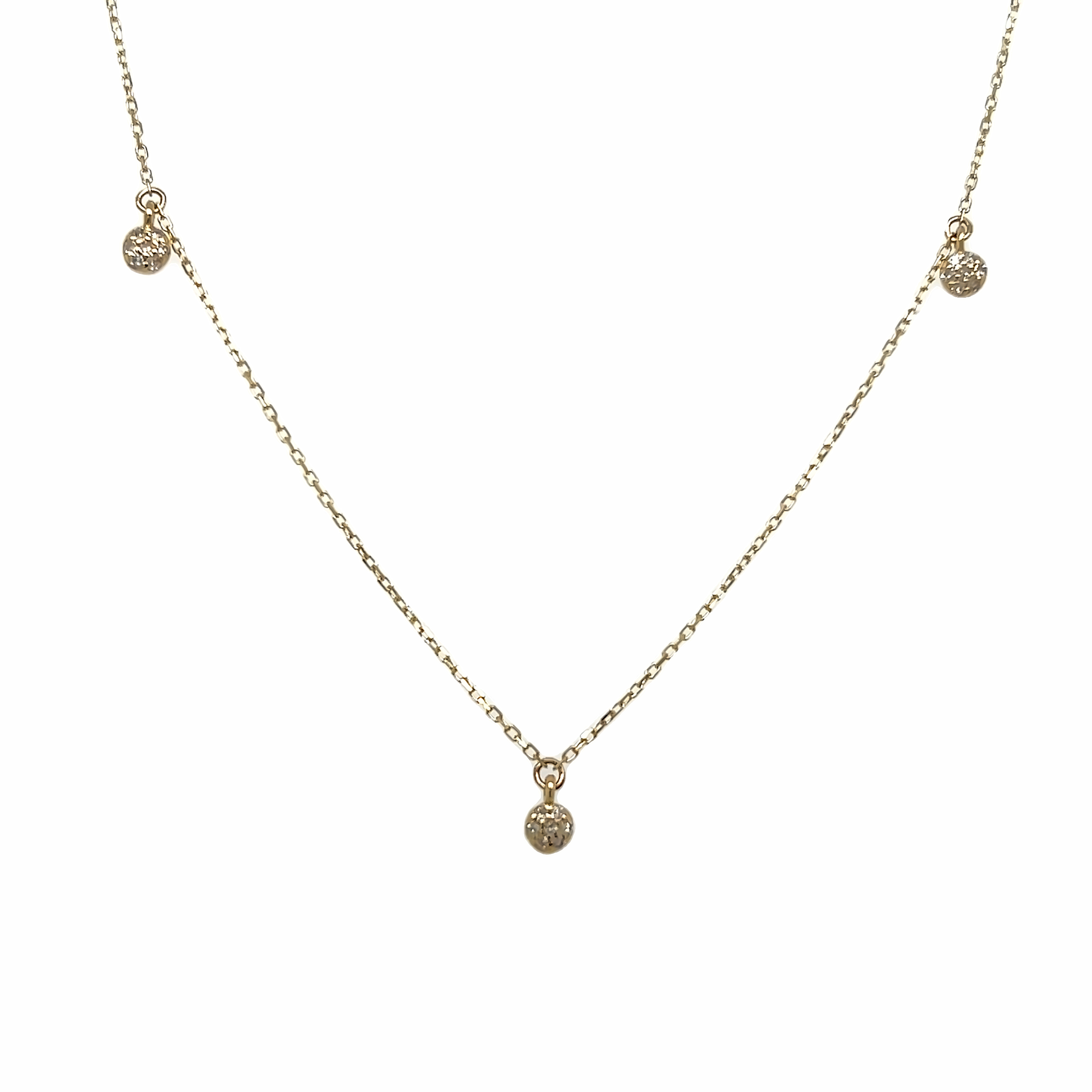 14 Karat yellow gold station necklace with 21=0.07tw single cut diamonds
