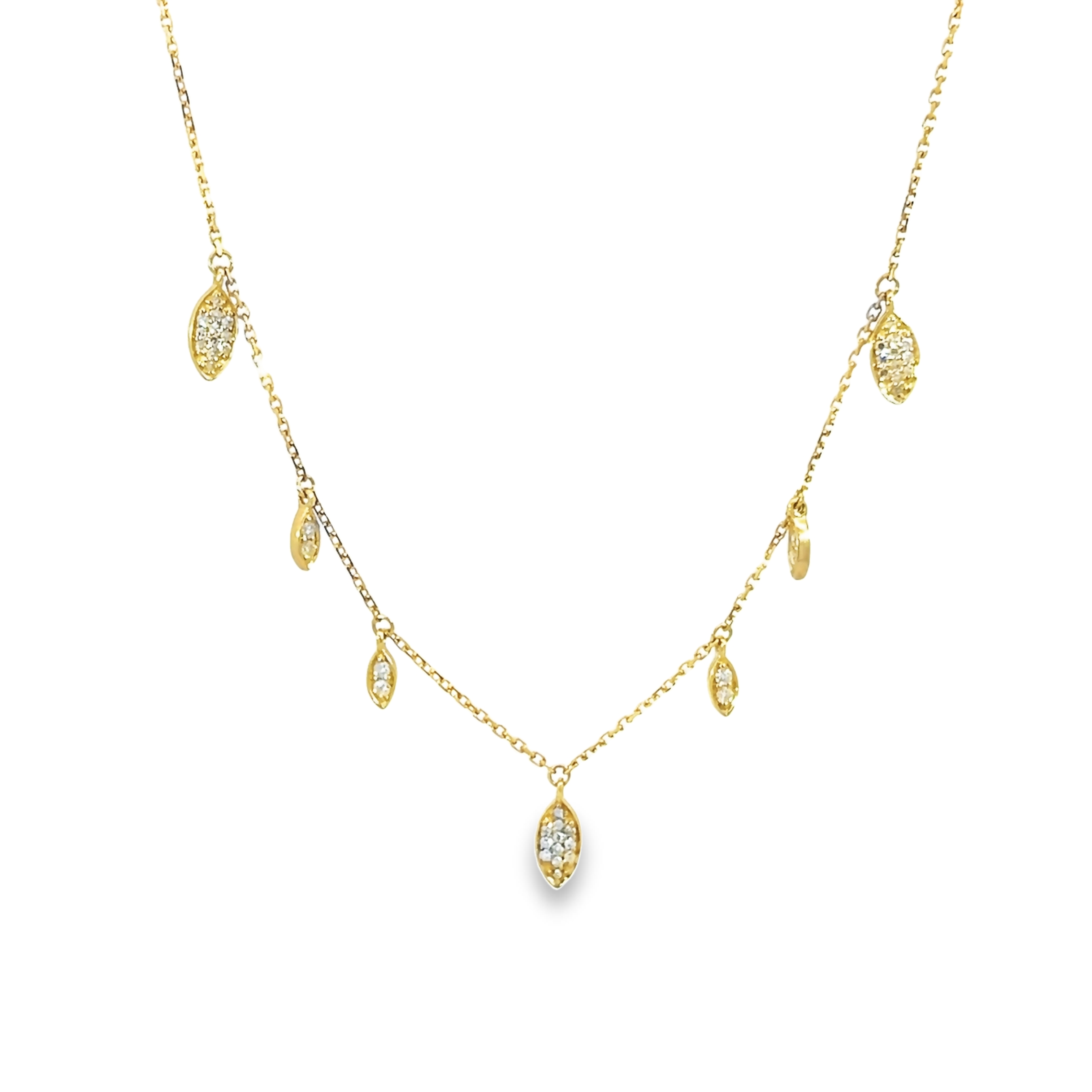 14 Karat yellow gold necklace With 42=0.19Tw Single Cut G I Diamonds