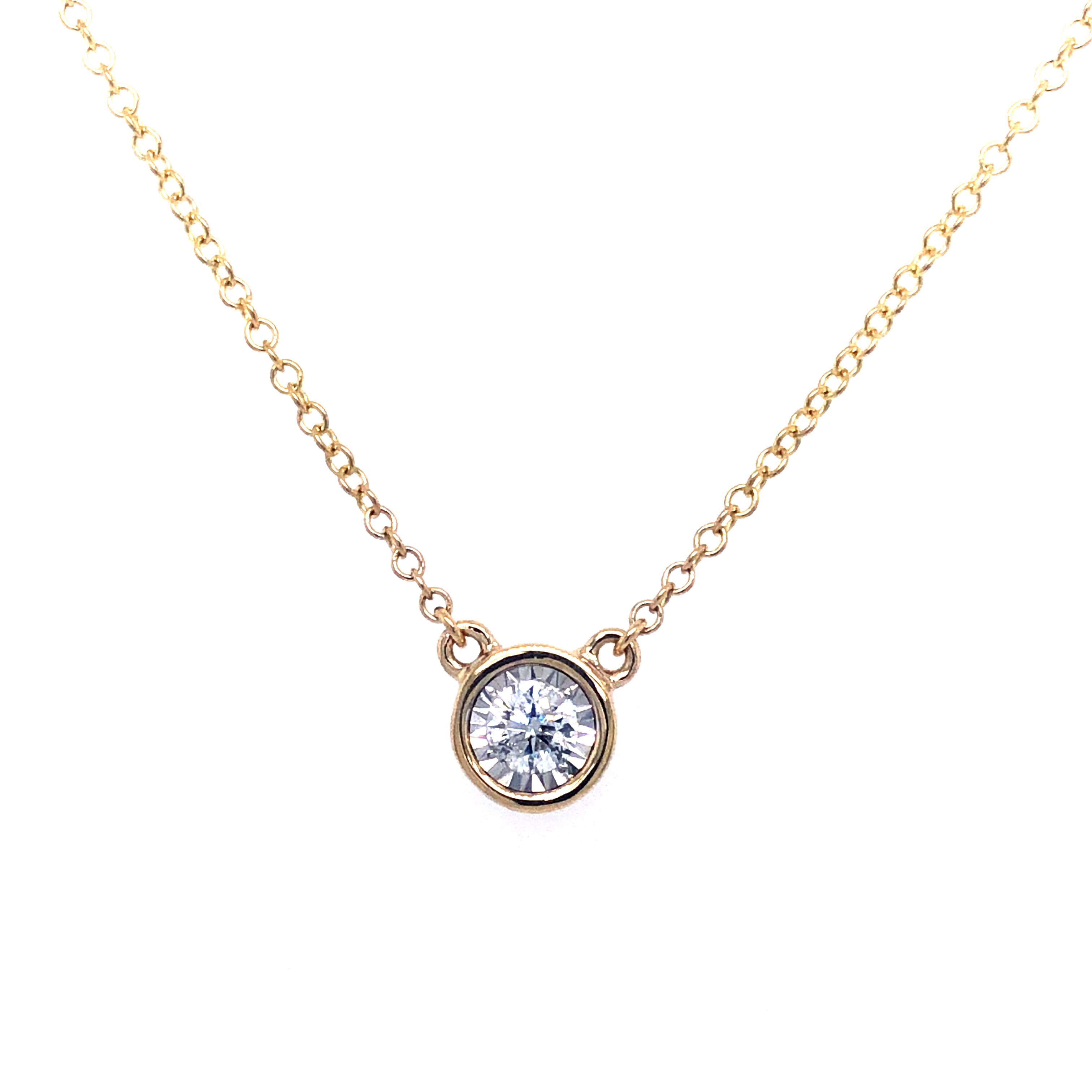 14 Karat Yellow Gold Necklace With One 0.23CT Round Brilliant G I Diamond 16"