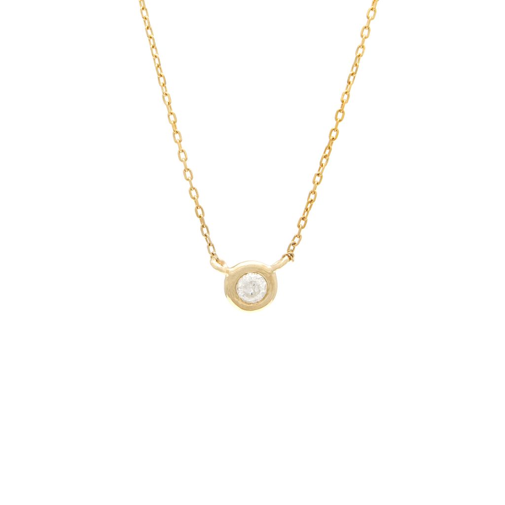 14 Karat yellow gold solitaire necklace with One 0.05ct round brilliant G I Diamond