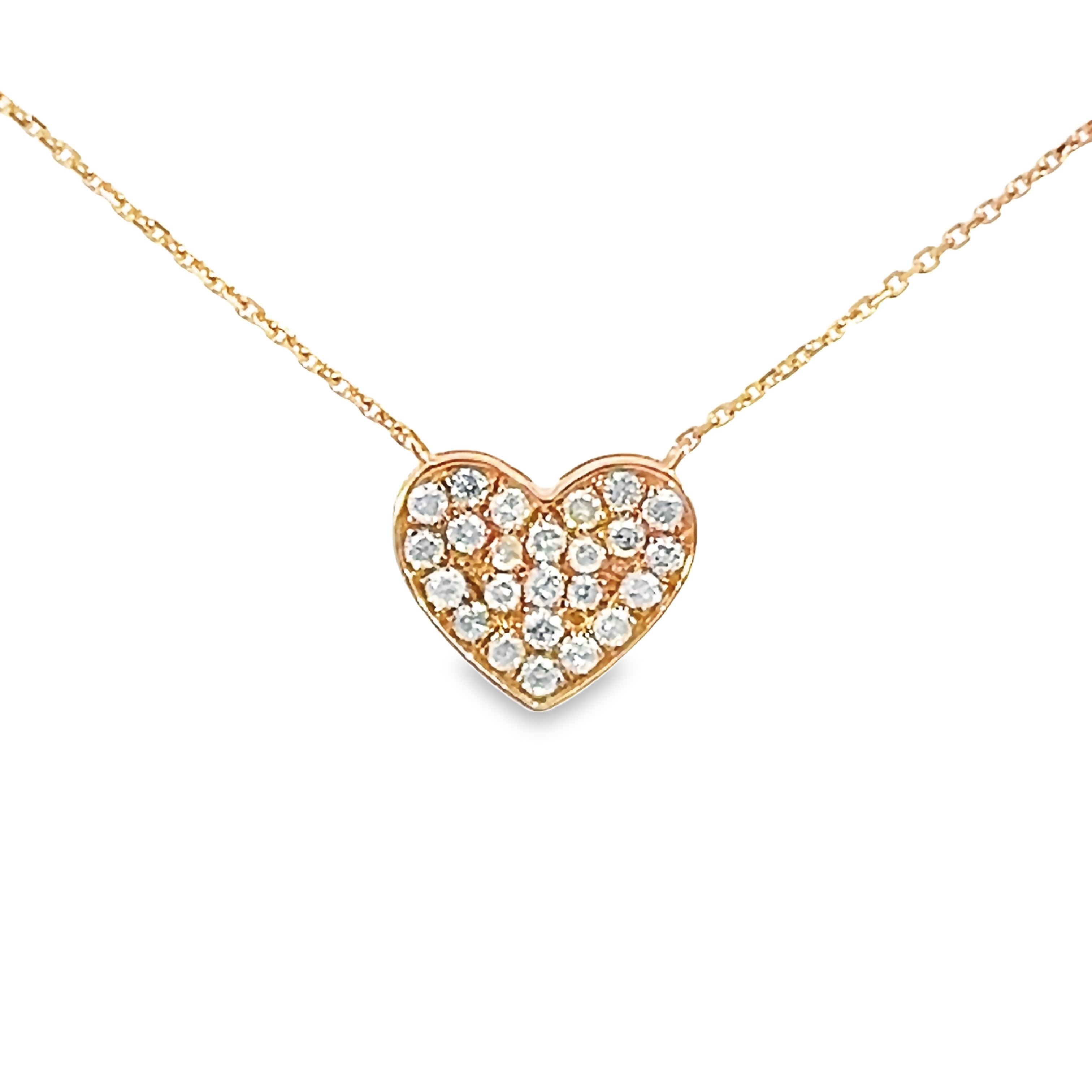 14k Rose Gold Diamond Heart Necklace