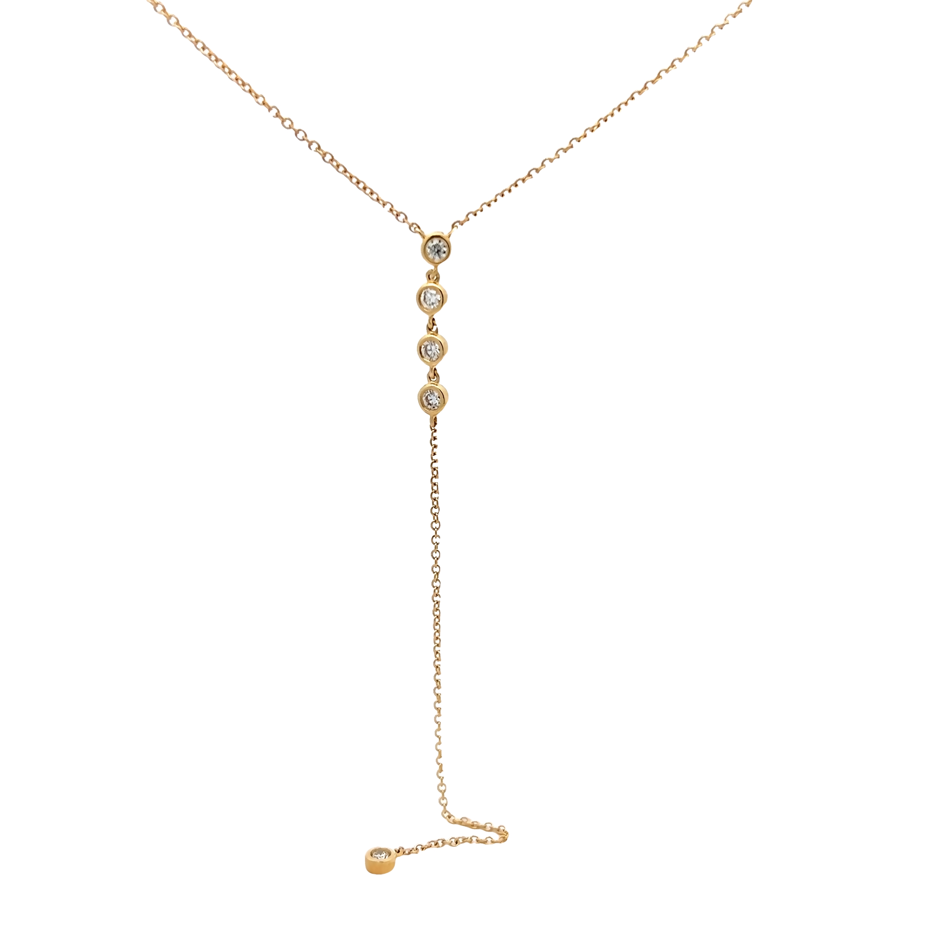 14k Yellow Gold Diamond Lariat Necklace