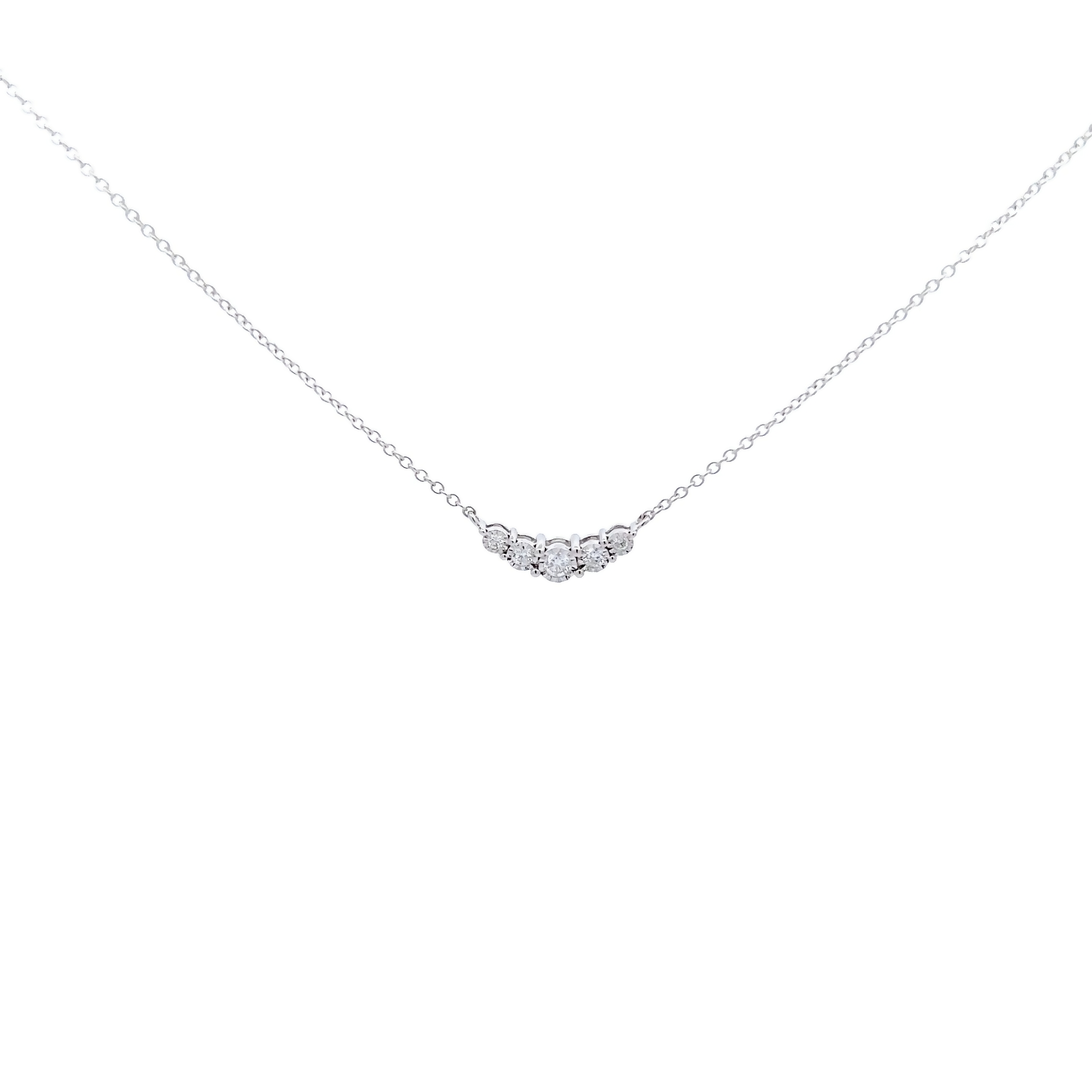 14 Karat White Gold Illusion Necklace With 5=0.20 Total Weight Round Brilliant G Si Diamonds