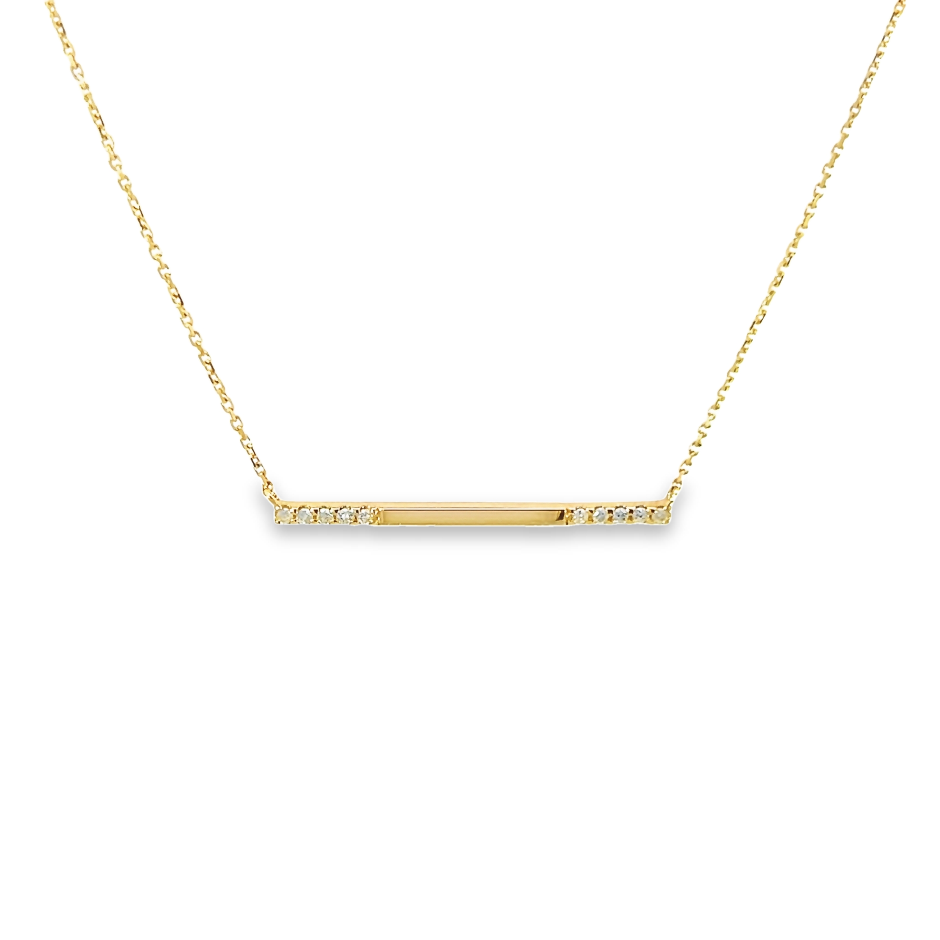 14k Yellow Gold Diamond Bar Necklace