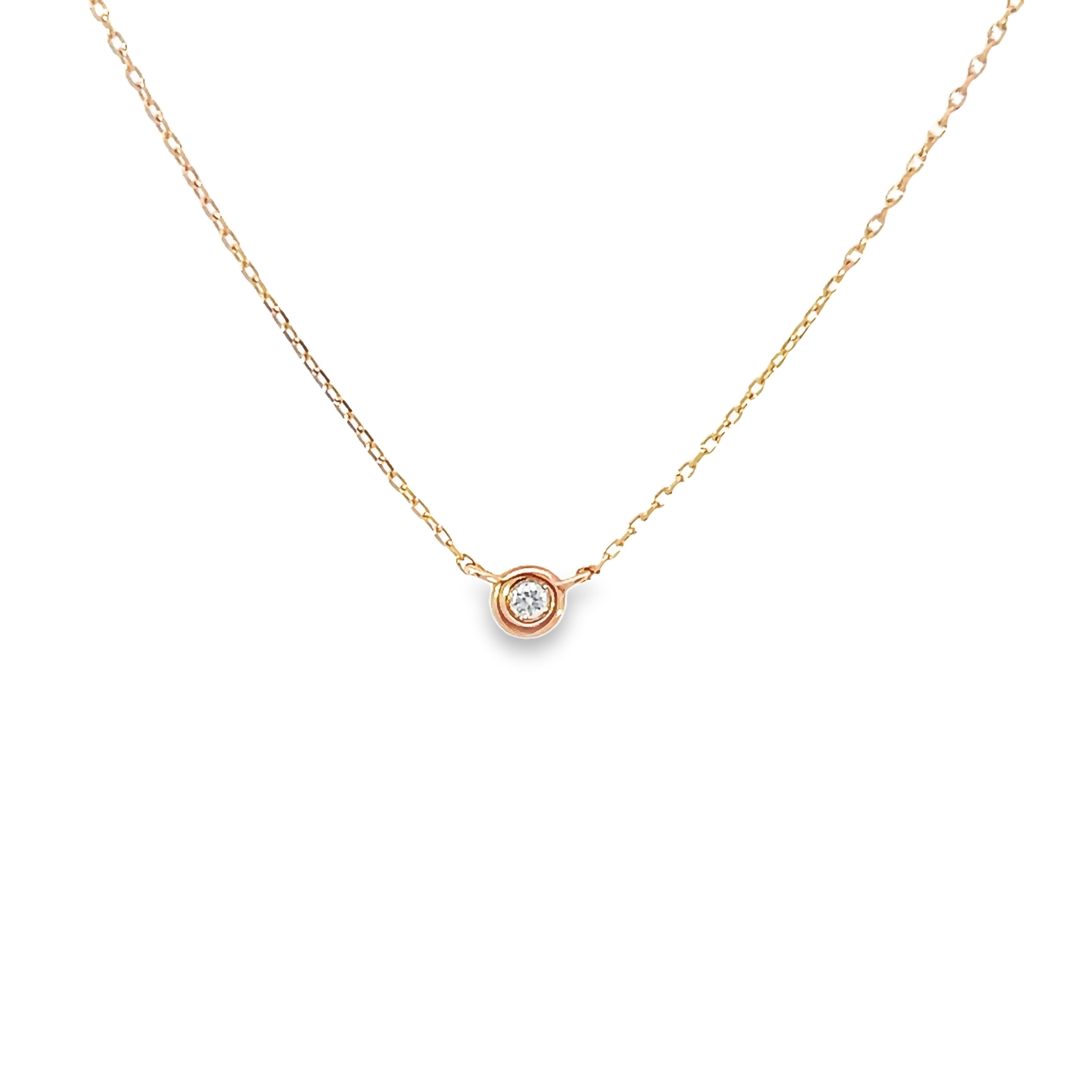 14k Gold Diamond Solitaire Necklace