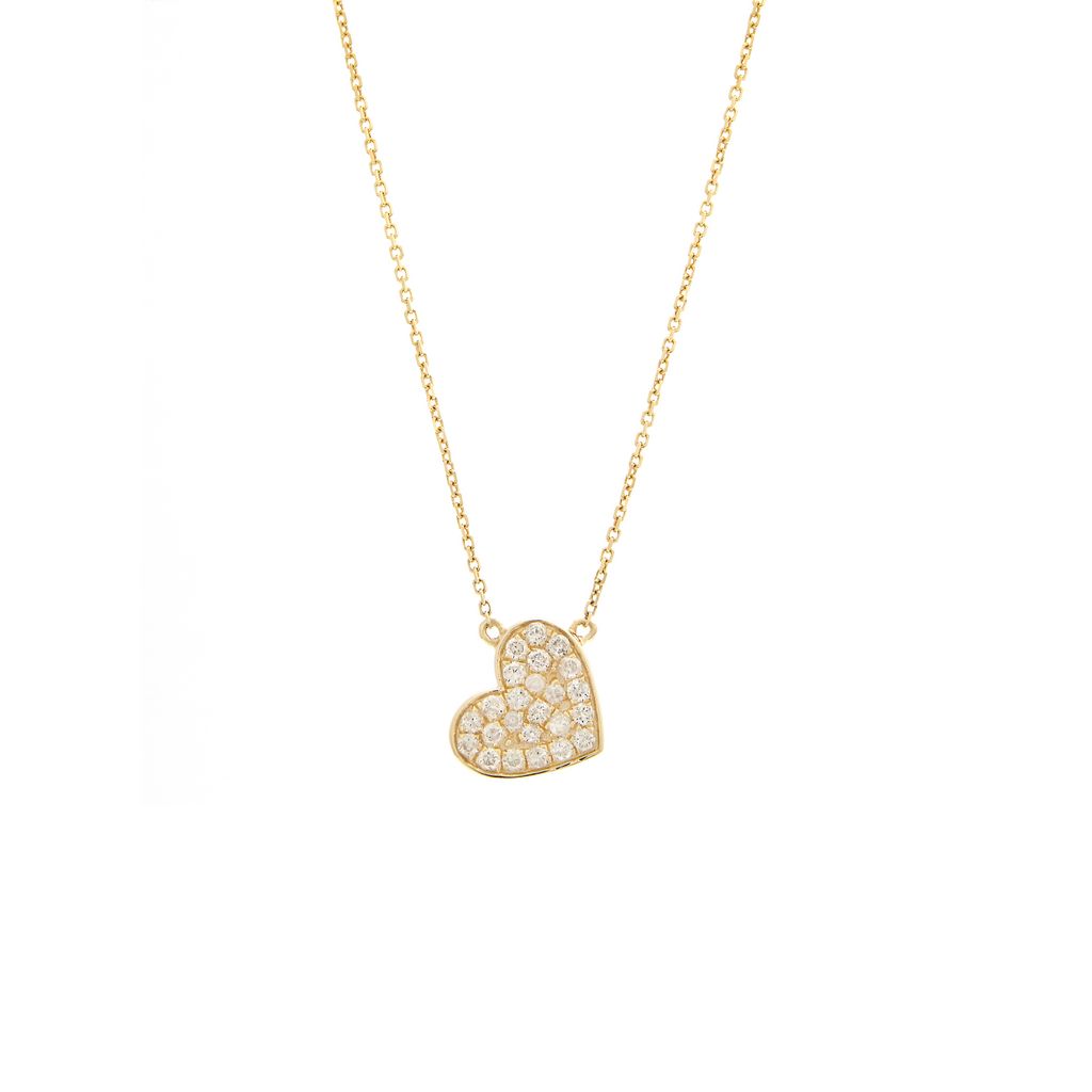 14 Karat yellow gold heart necklace with 24=0.25 total weight Round Brilliant G I Diamonds