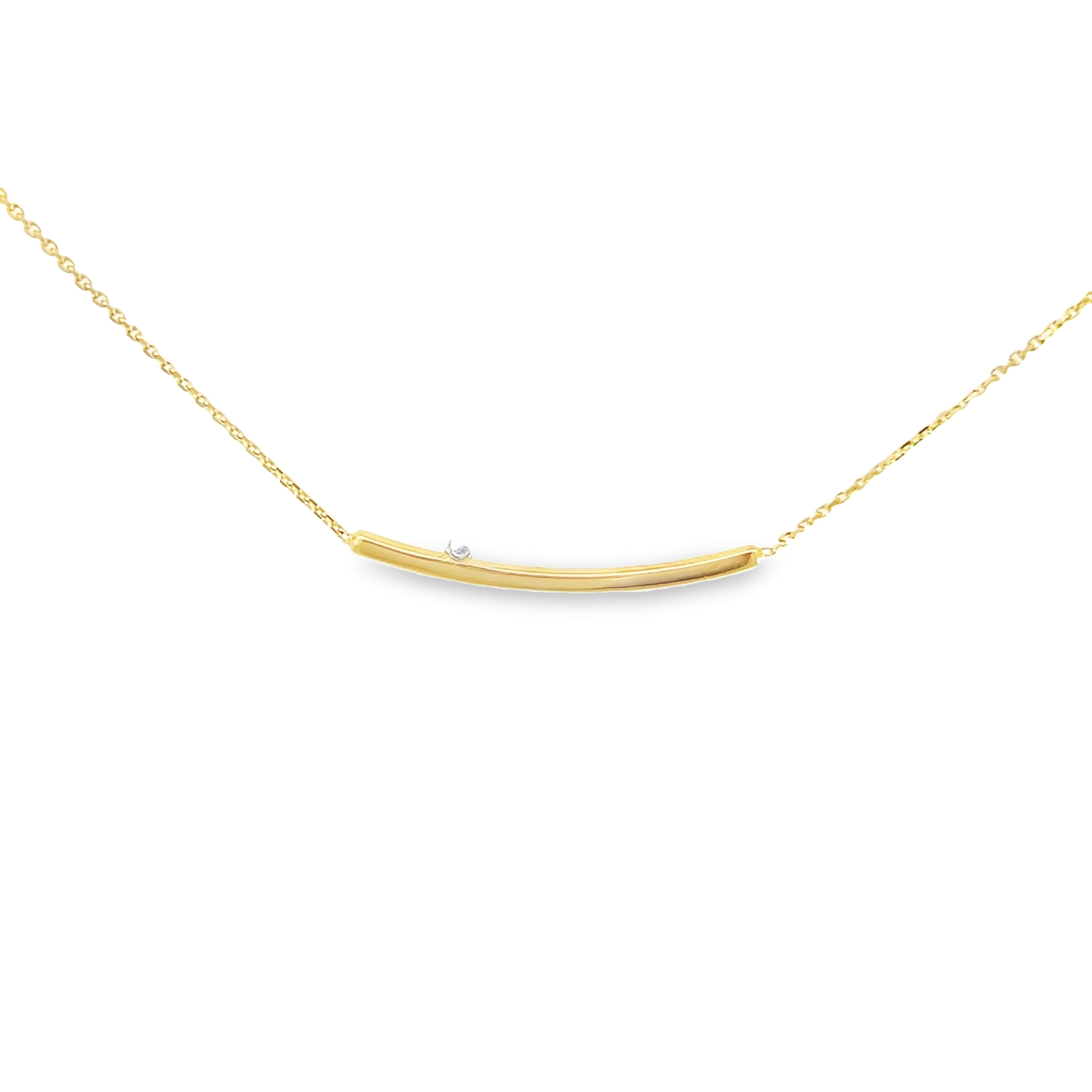 14k Yellow Gold Bar Diamond Pendant Necklace
