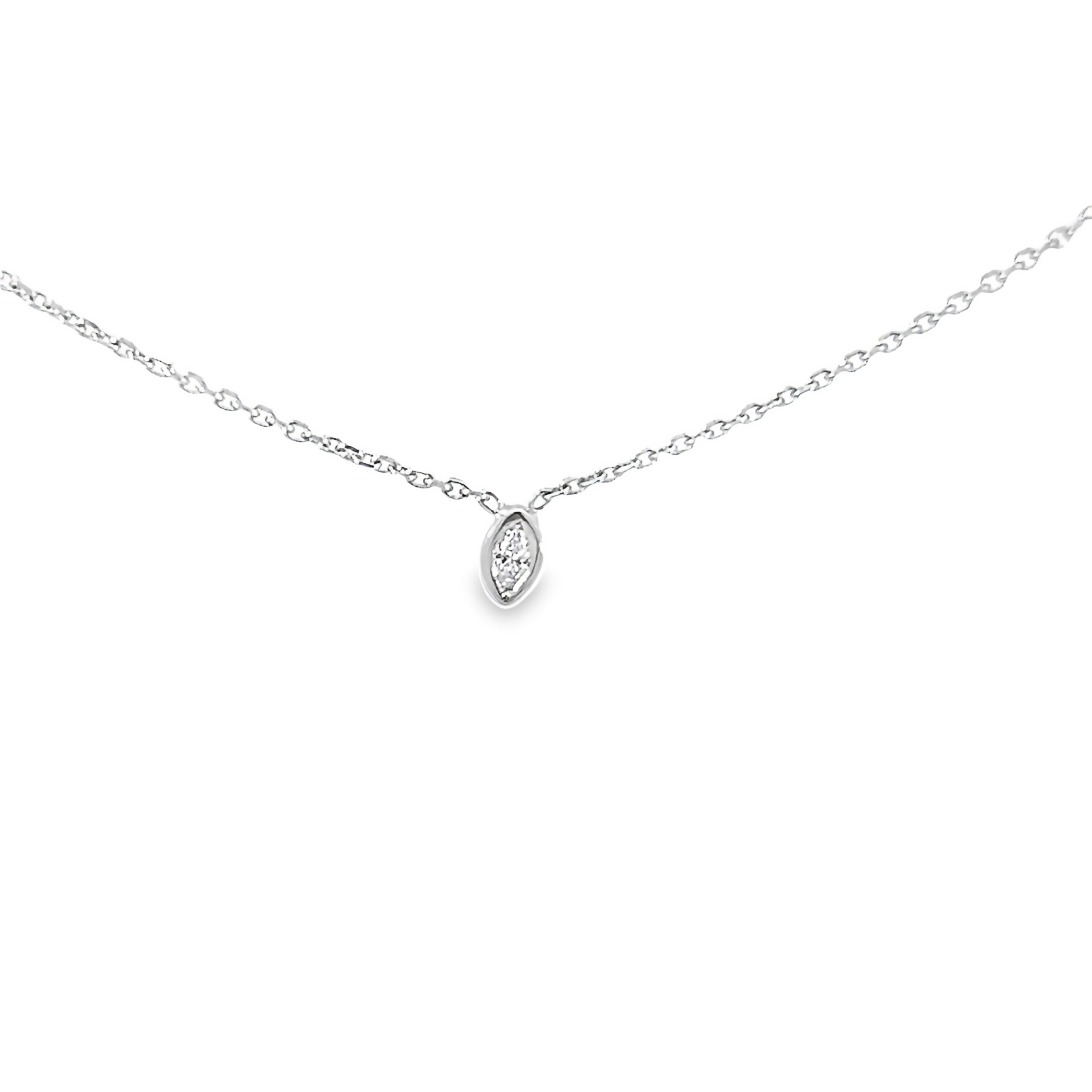 14k White Gold Diamond Solitaire Necklace