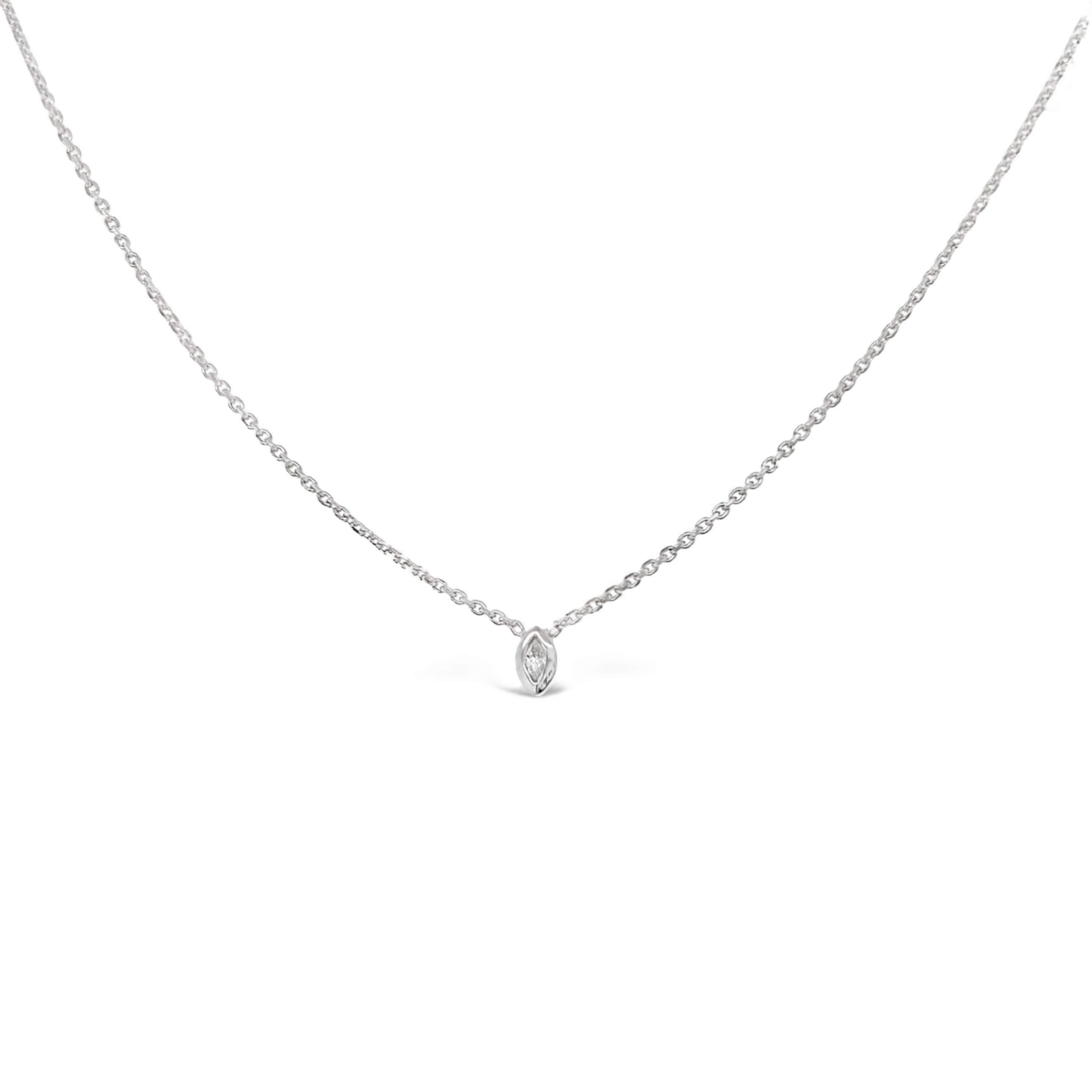 14k White Gold Diamond Solitaire Necklace