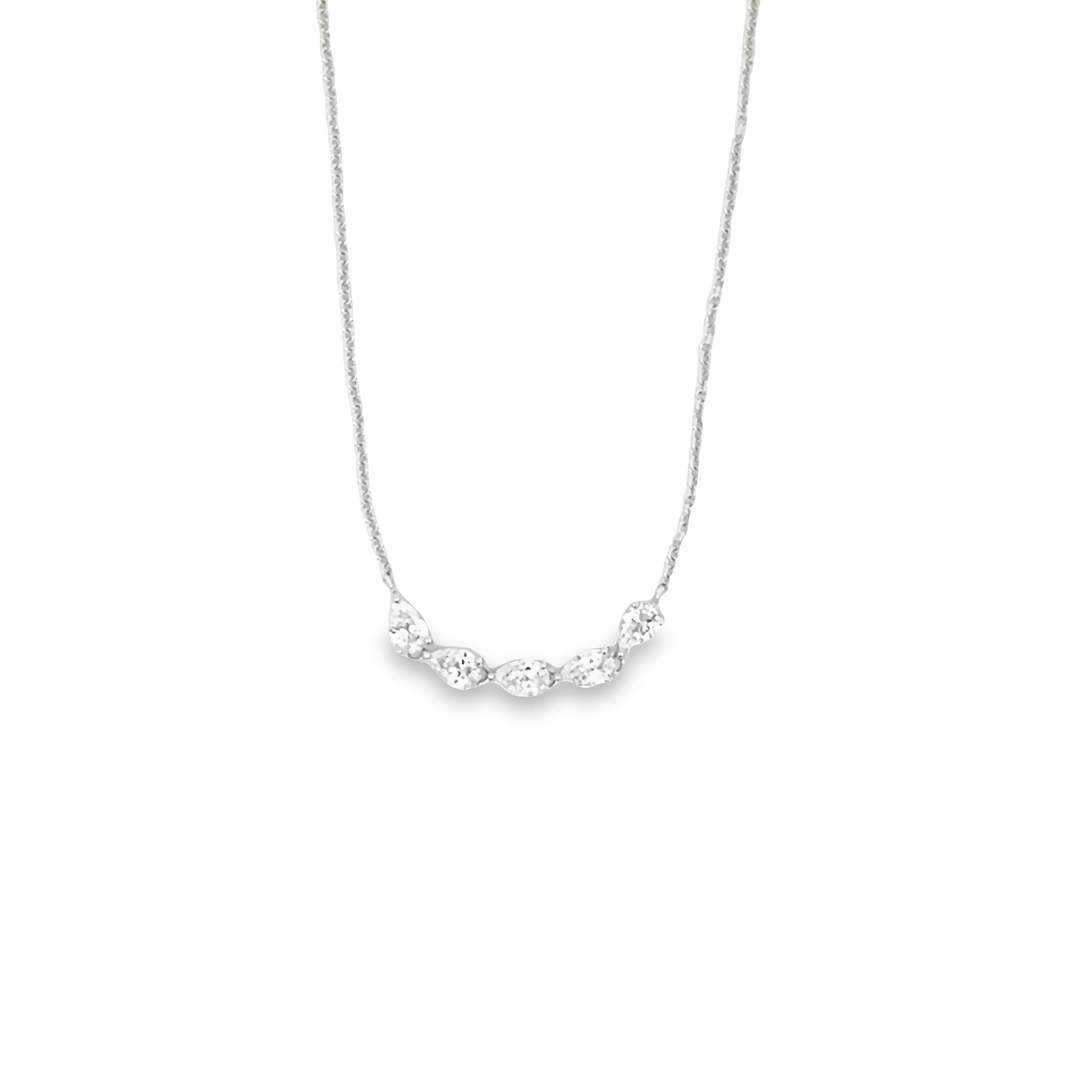 14 Karat White Gold Necklace With 5=0.60 Total Weight Pear G Vs Diamonds