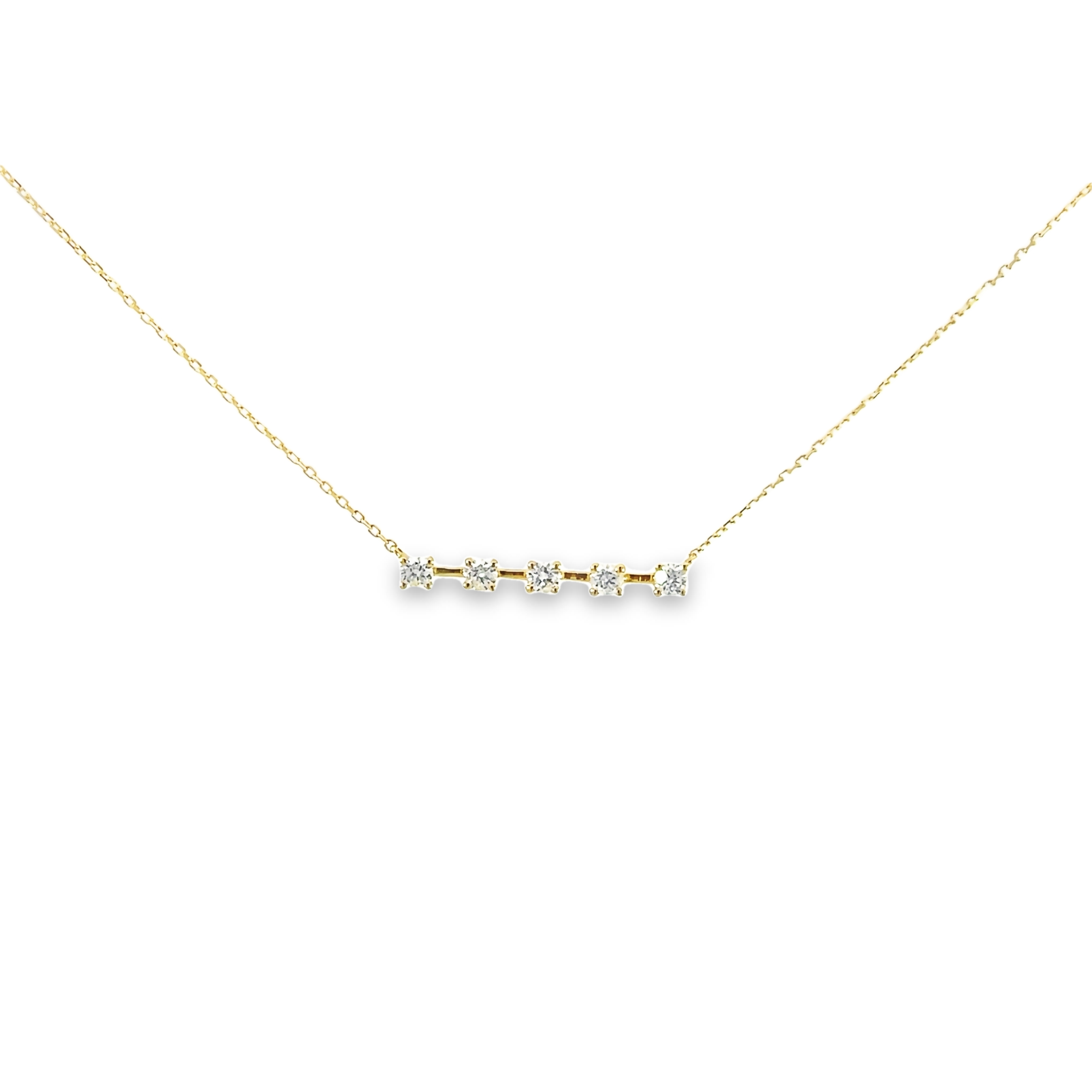 14k Yellow Gold Diamond Bar Necklace