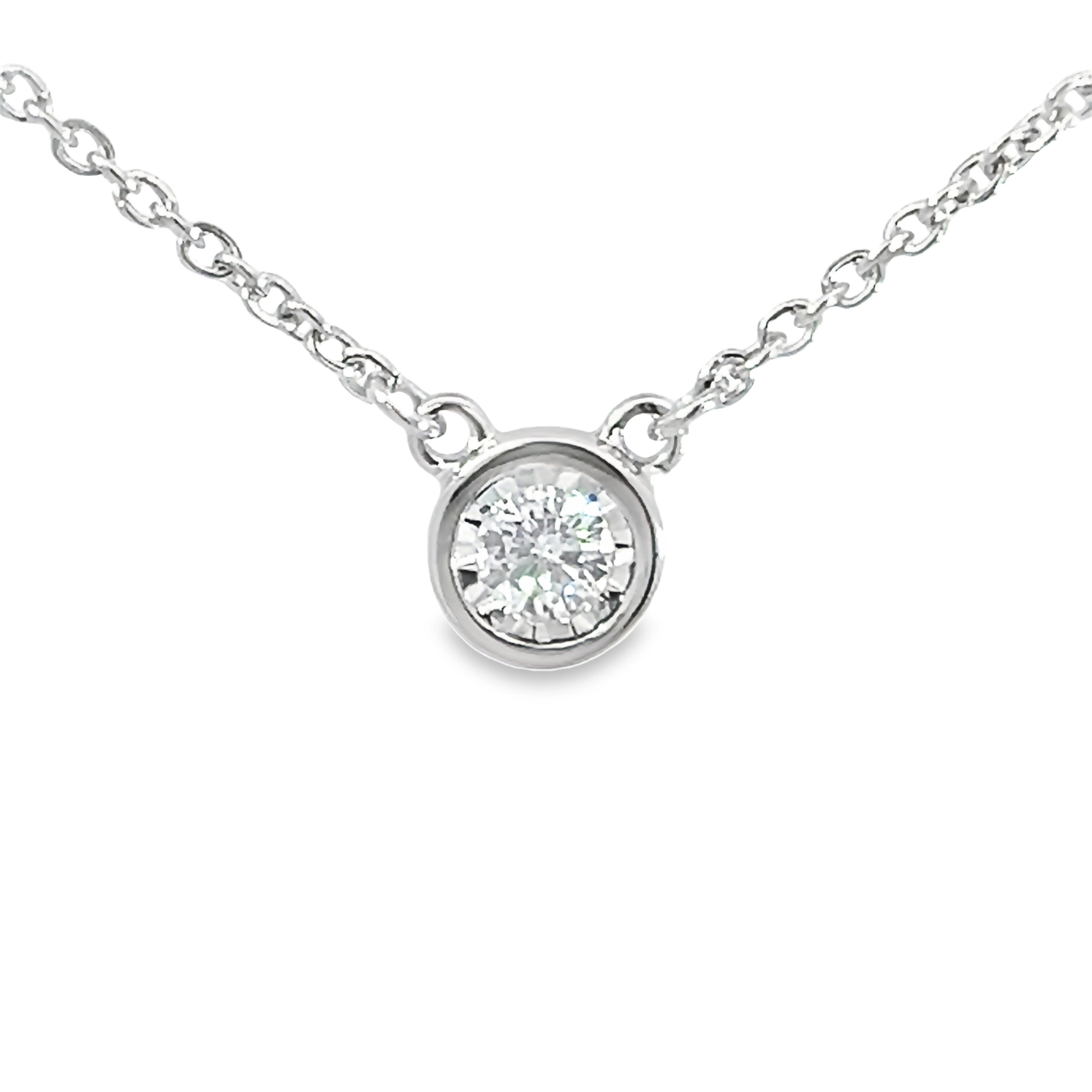 14k White Gold Diamond Solitaire Pendant Necklace