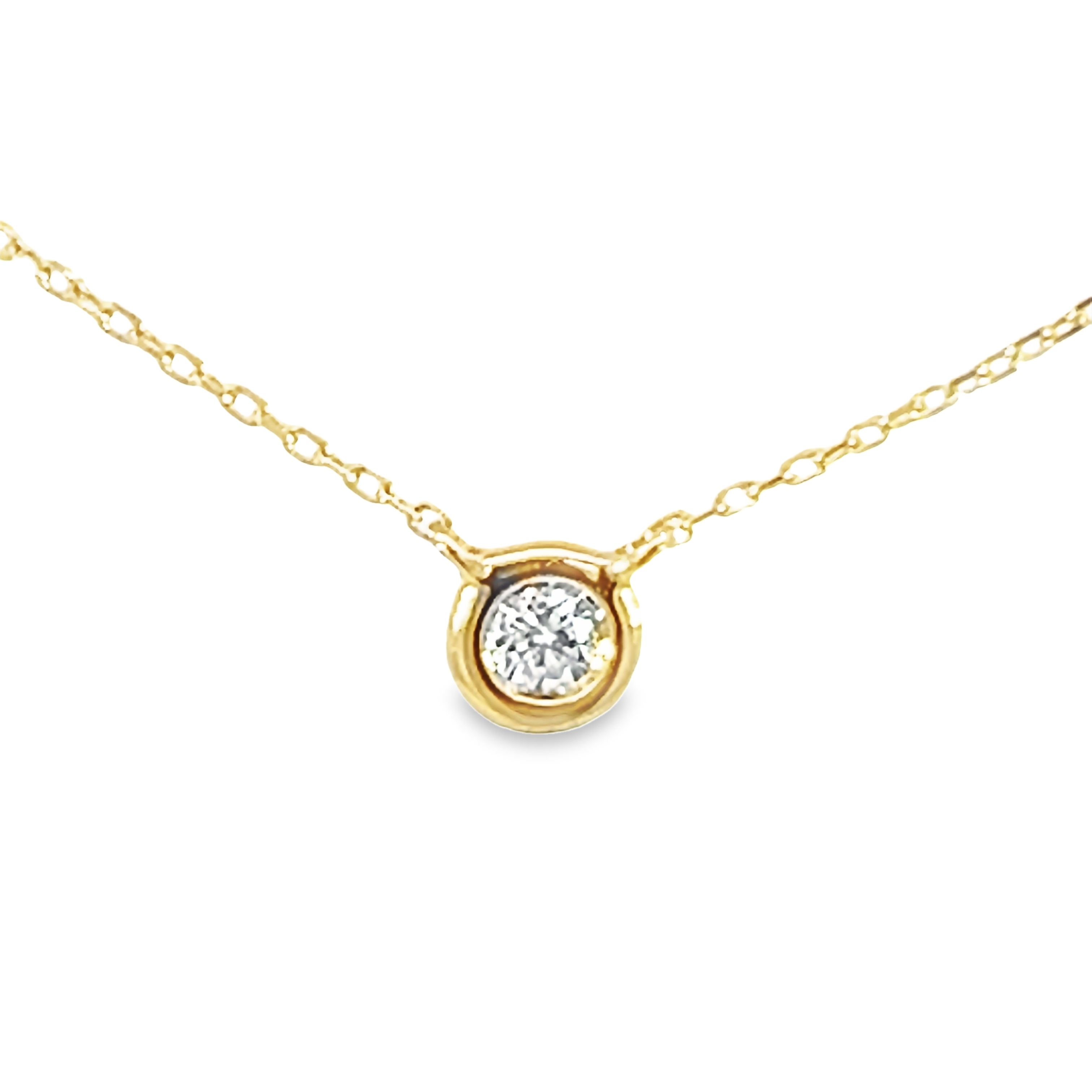 14k Yellow Gold Diamond Solitaire Necklace