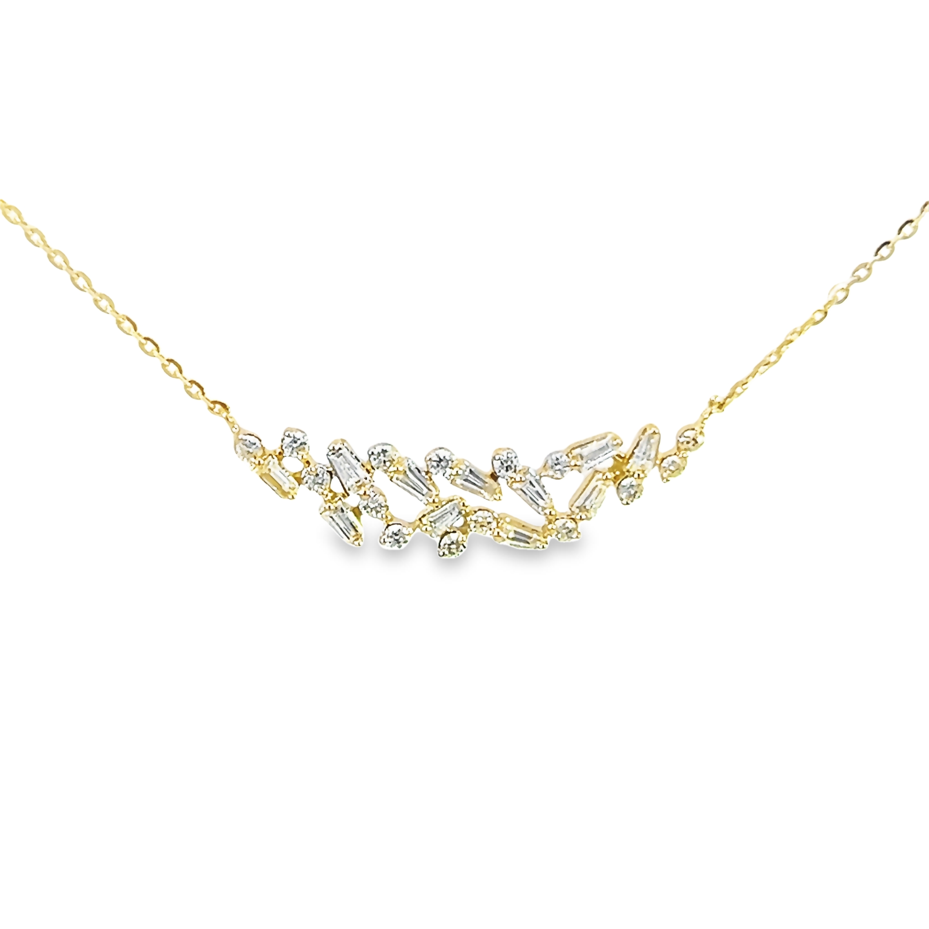 14k Yellow Gold Diamond Bib Necklace