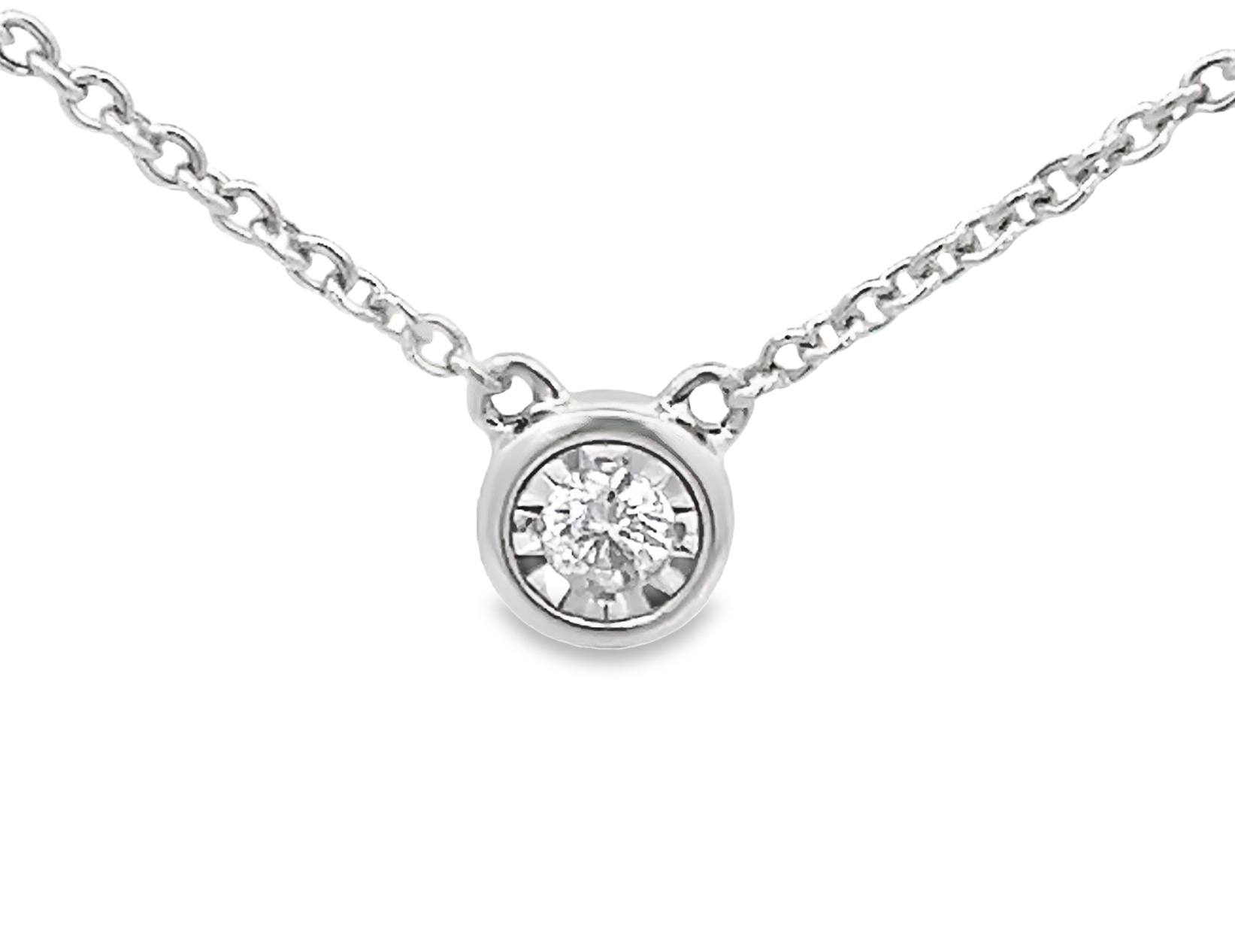 14k White Gold Solitaire Diamond Necklace
