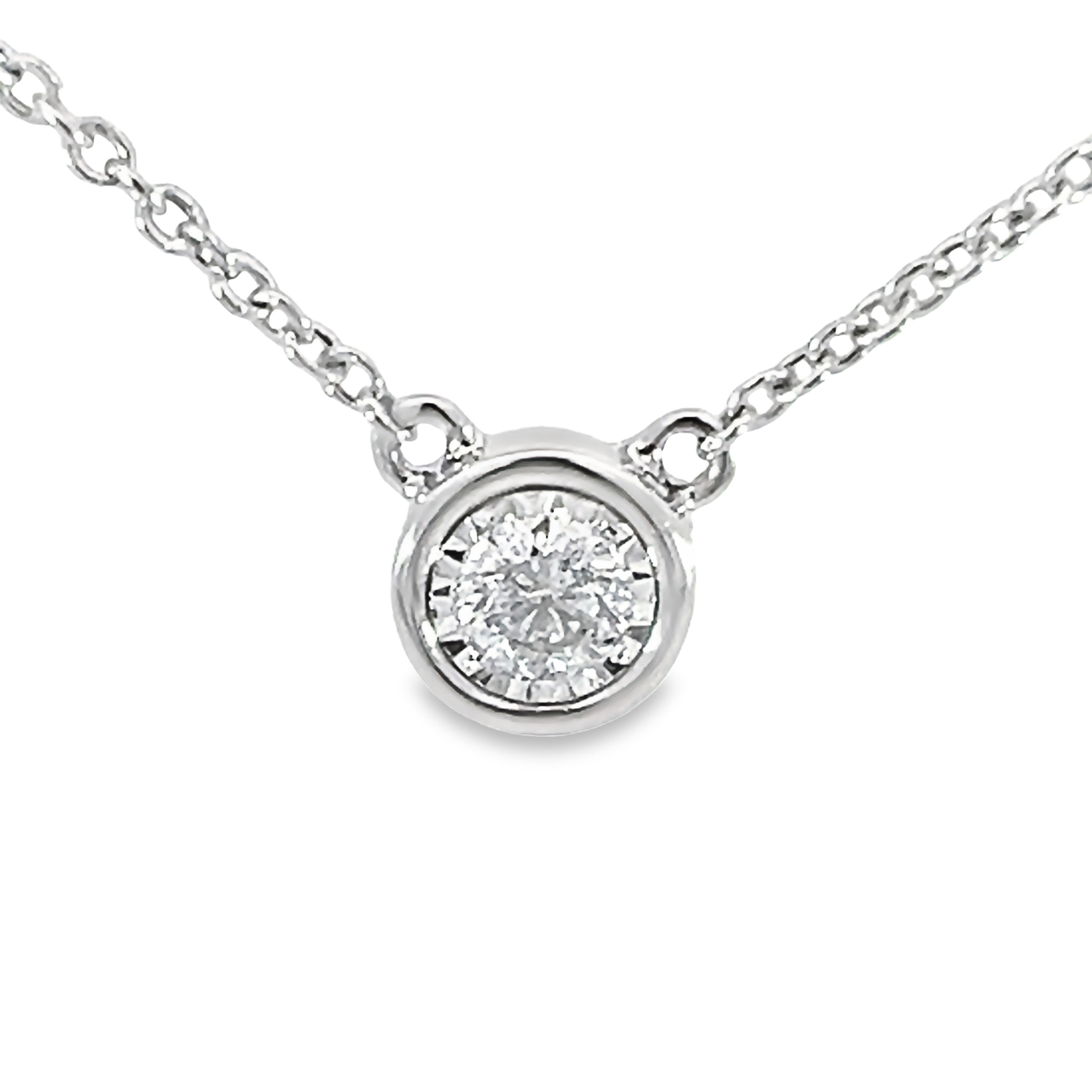 14k White Gold Diamond Solitaire Necklace