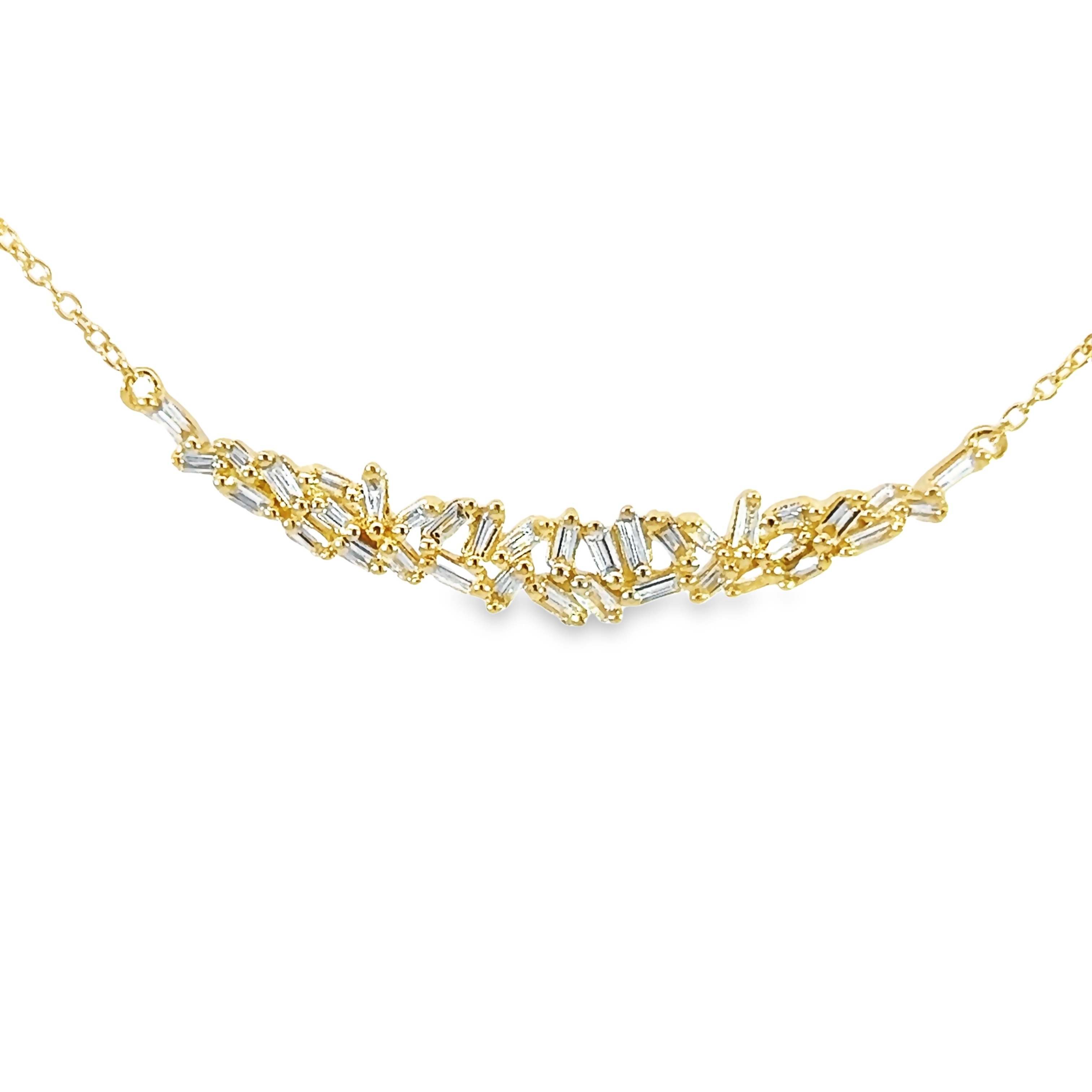 14k Gold Diamond Cluster Necklace
