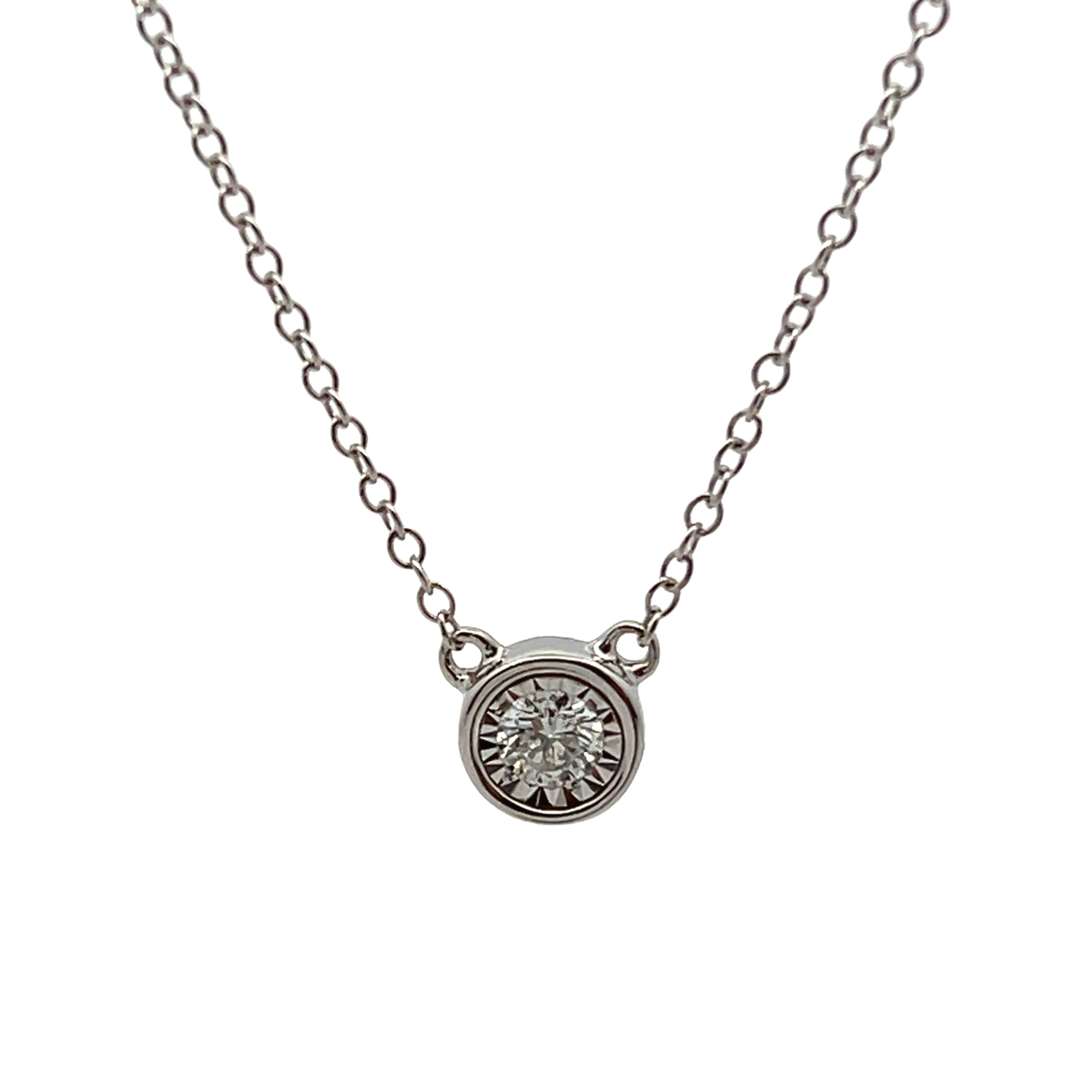 14k White Gold Diamond Solitaire Necklace