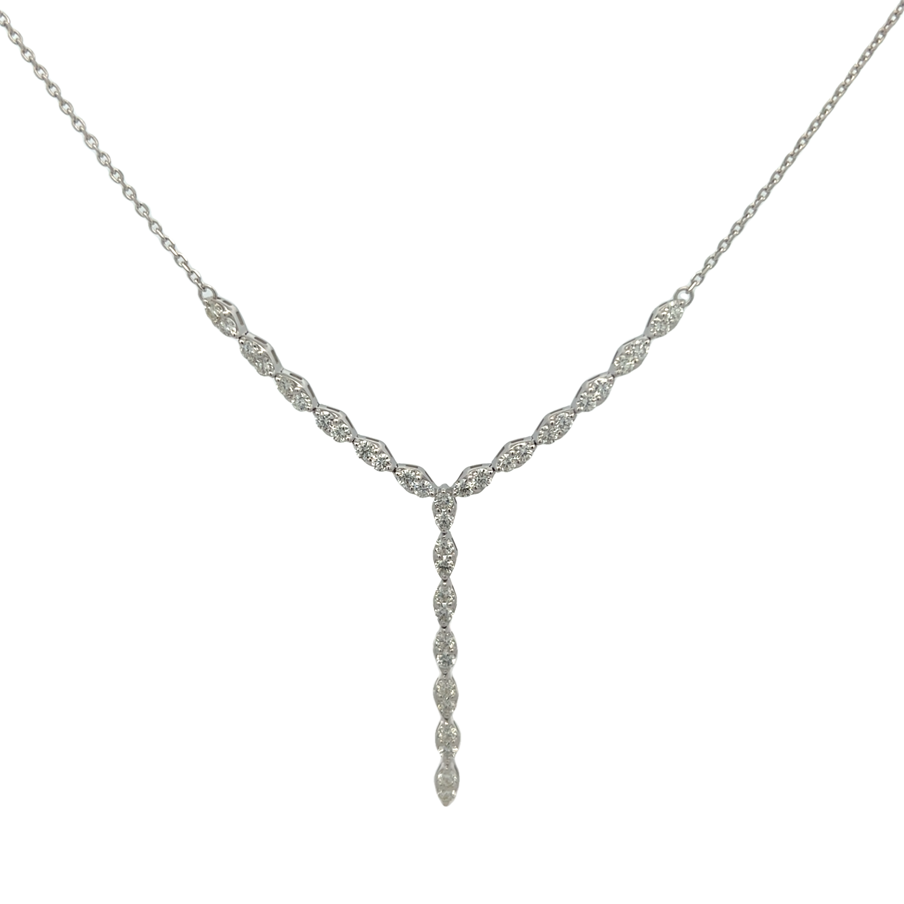 14k White Gold Diamond Statement Necklace