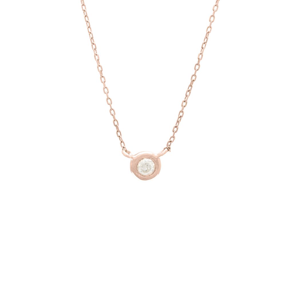 14k Rose Gold Solitaire Diamond Necklace