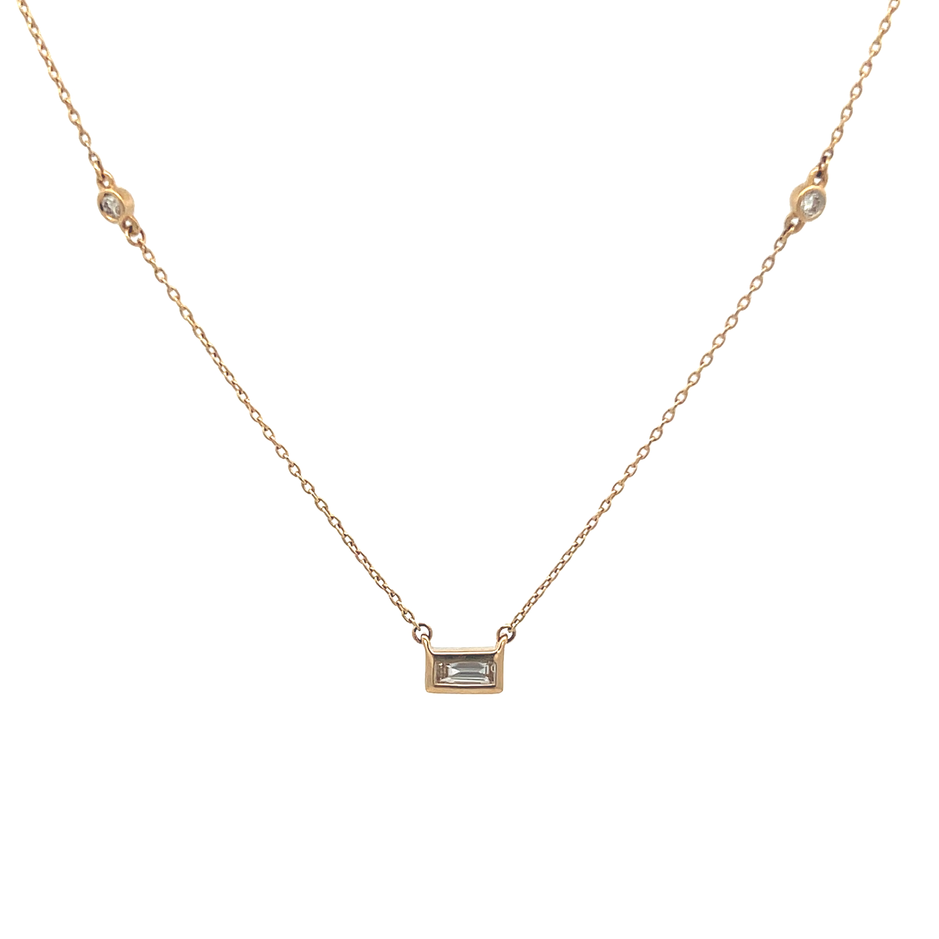 14k Yellow Gold Emerald Cut Diamond Necklace