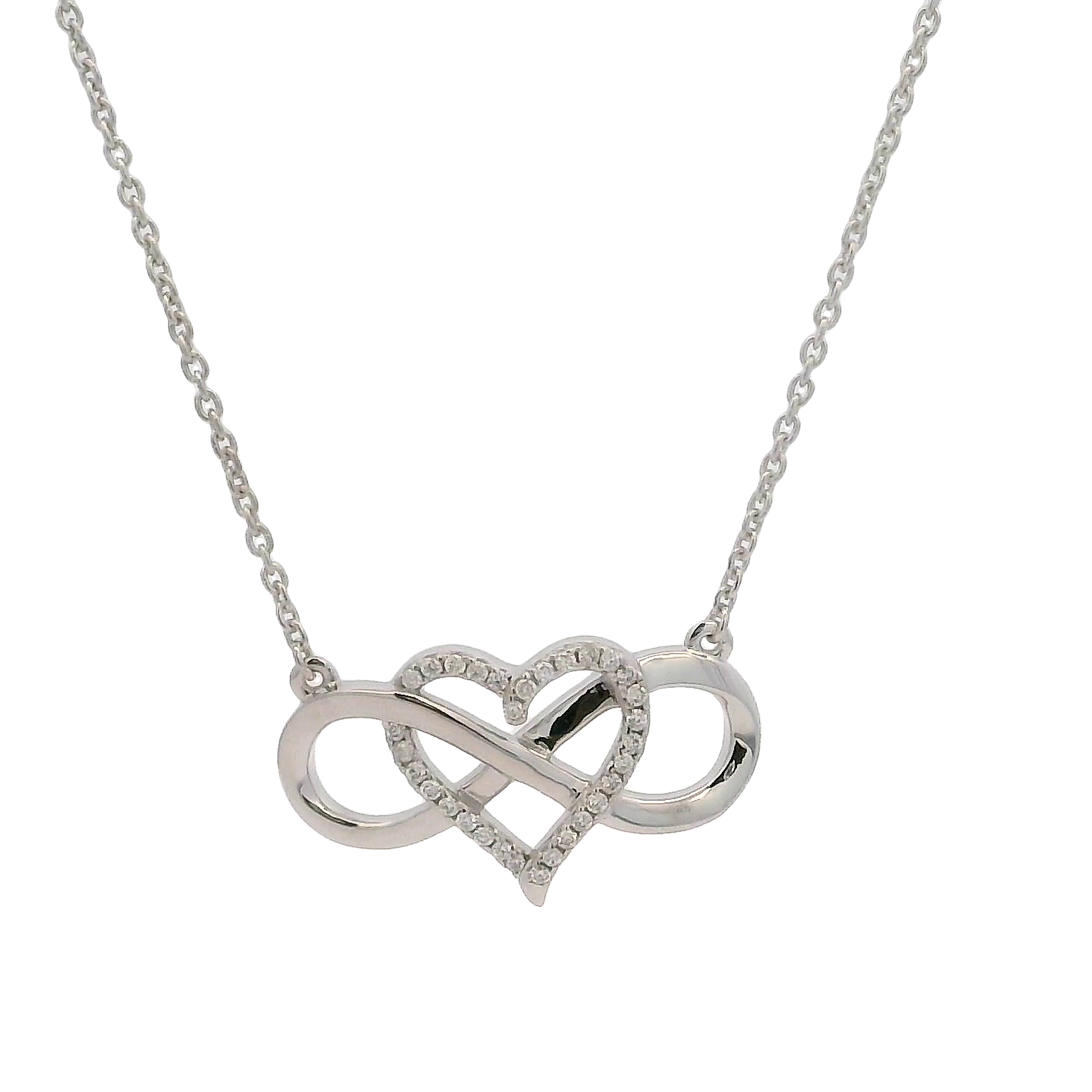 14k White Gold Diamond Heart Necklace