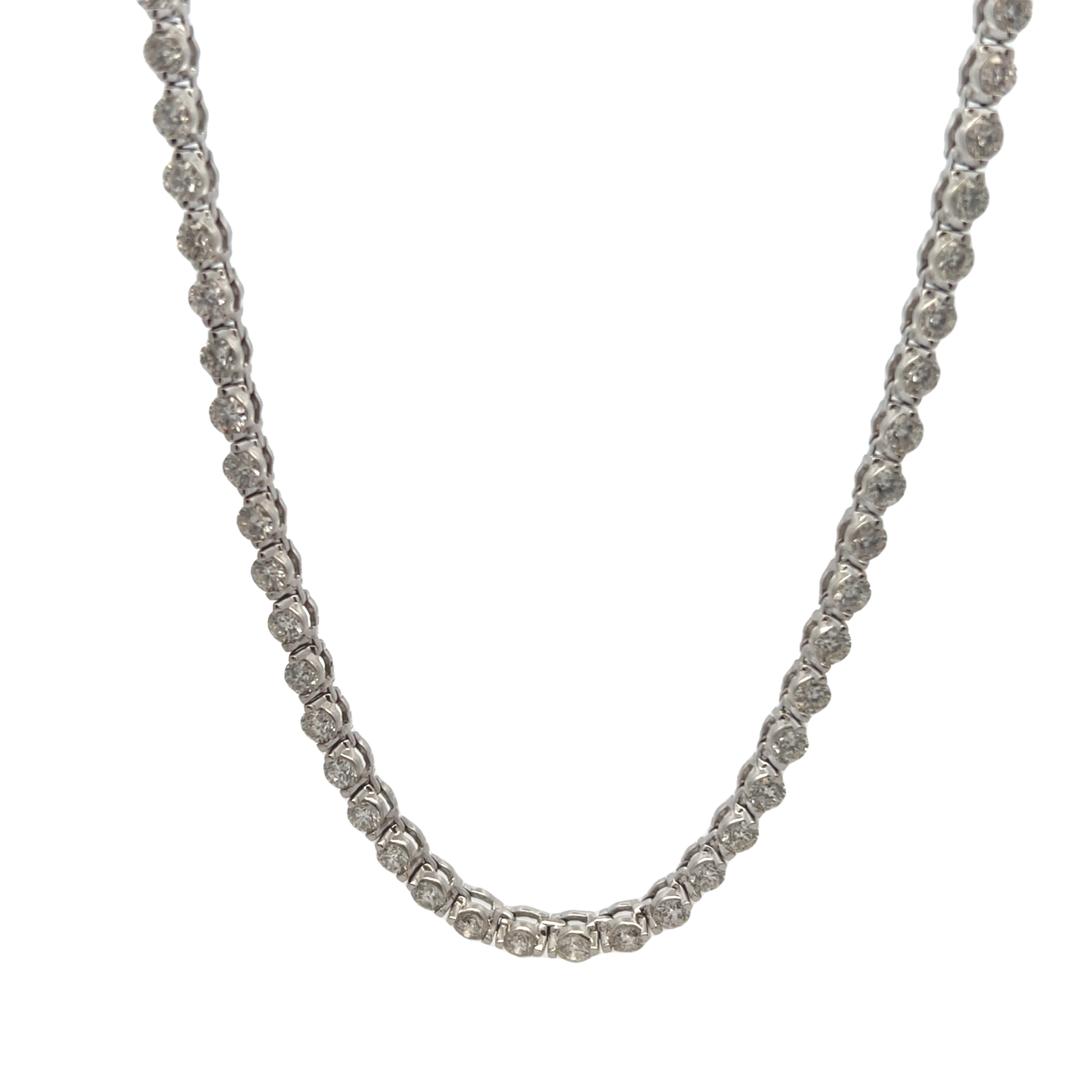 14k White Gold Diamond Riviera Necklace