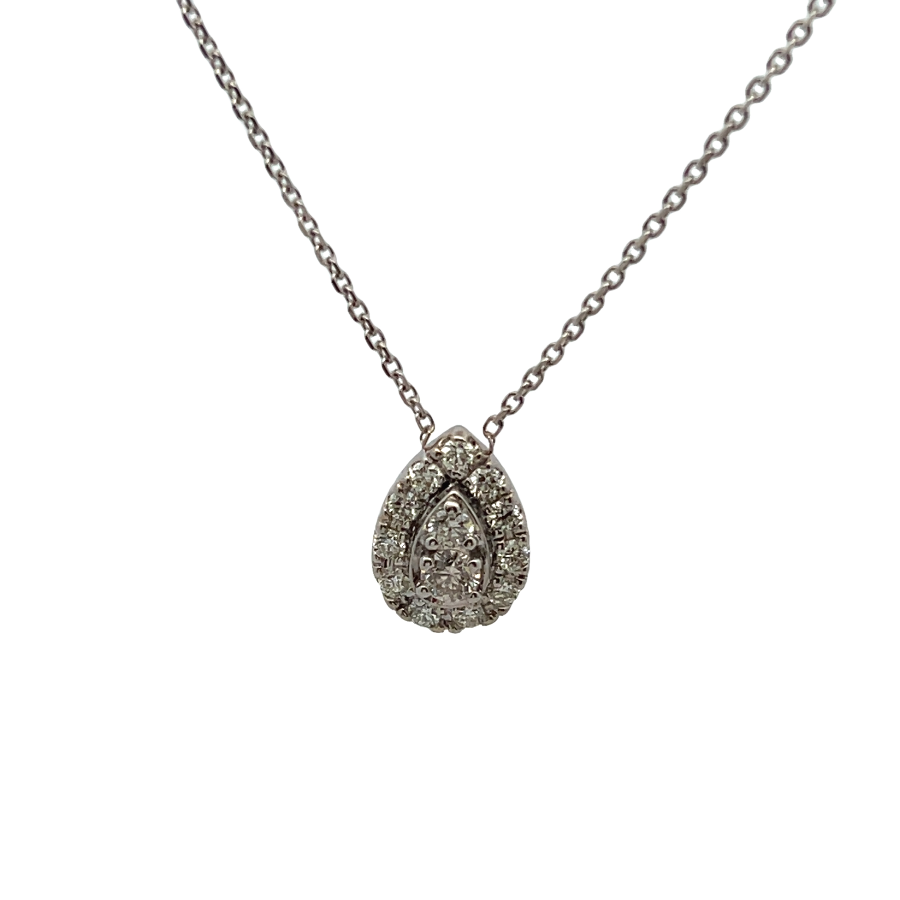 14k White Gold Diamond Cluster Necklace