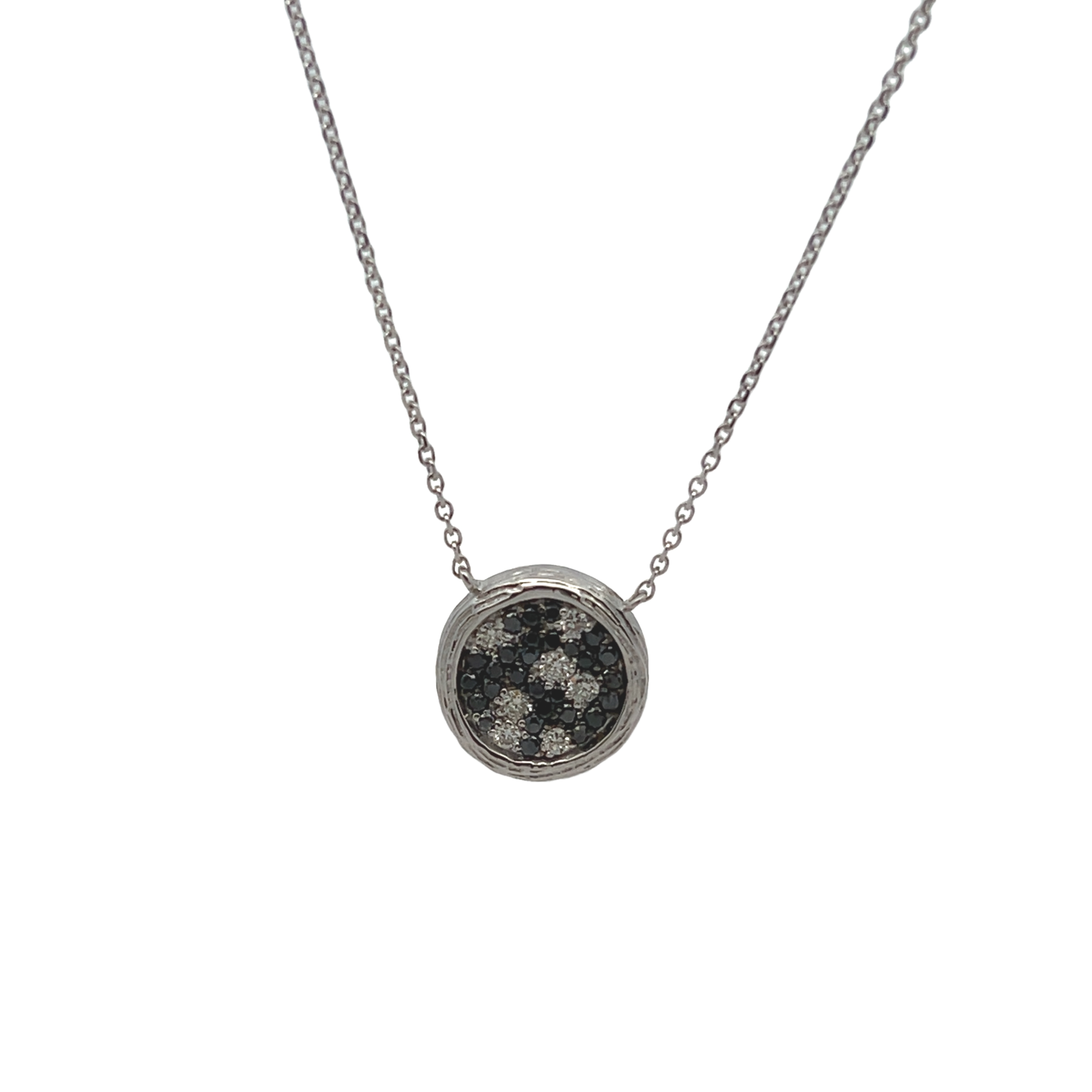 14k White Gold Diamond Circle Pendant Necklace