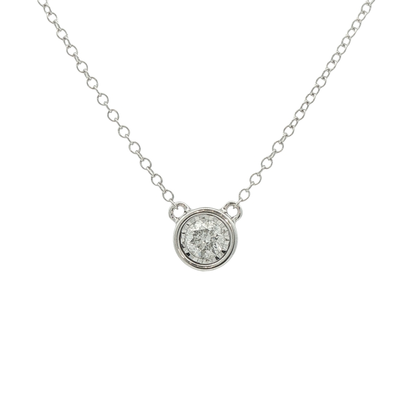 14k White Gold Solitaire Diamond Necklace