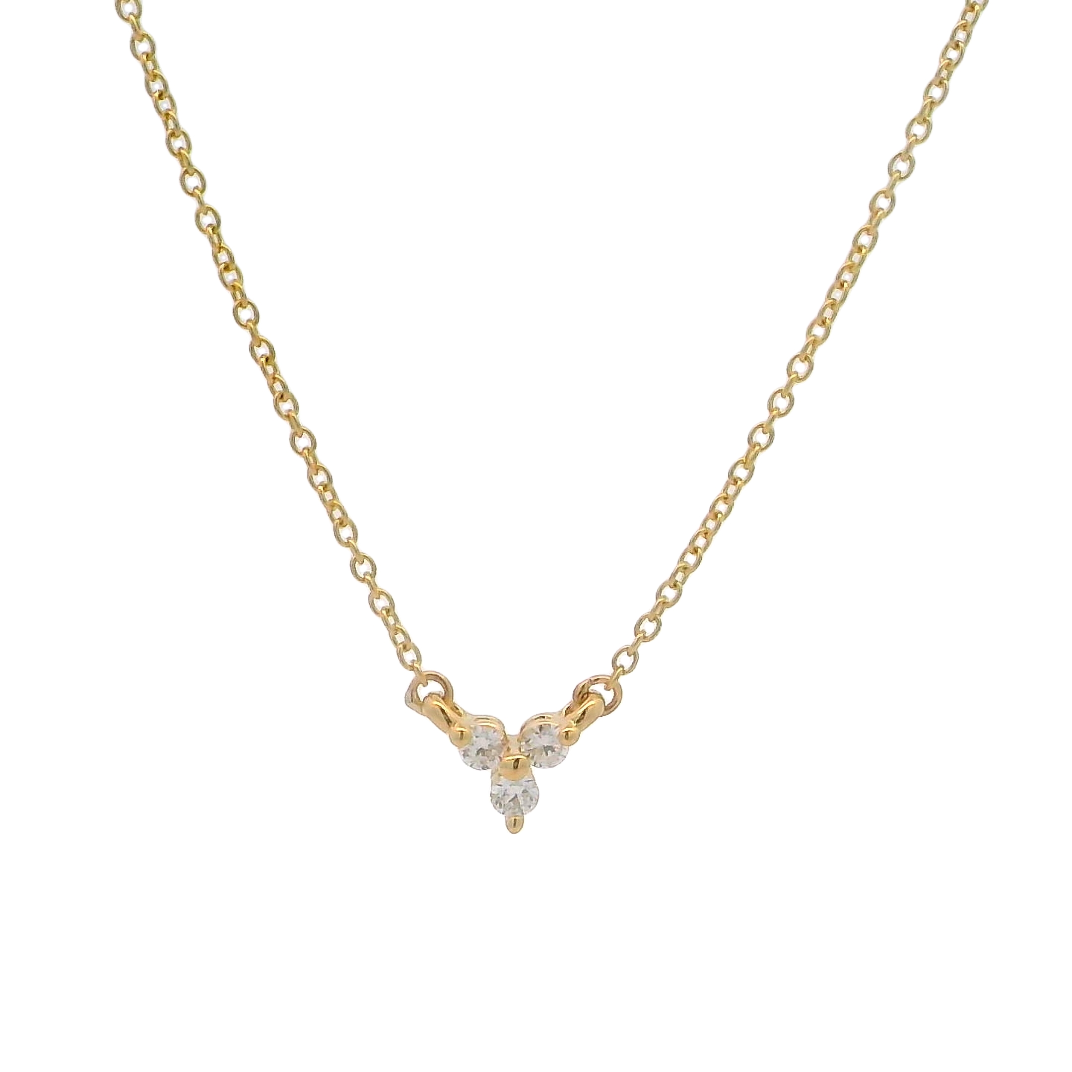 14k Yellow Gold Diamond Cluster Pendant Necklace