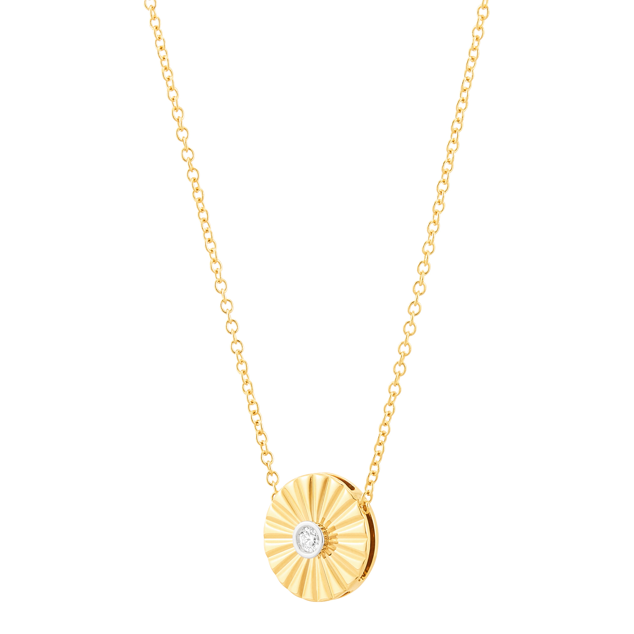 14k Yellow Gold Diamond Disc Necklace