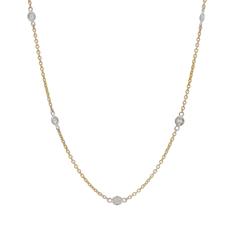 14k Yellow Gold Station Necklace