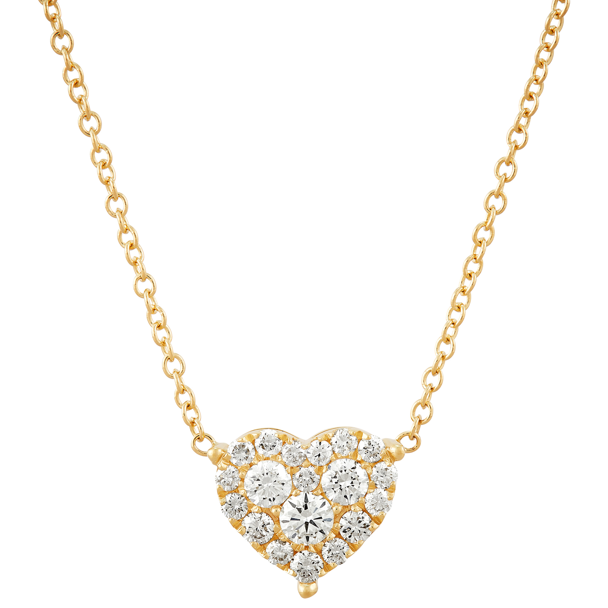 14k Yellow Gold Diamond Heart Necklace
