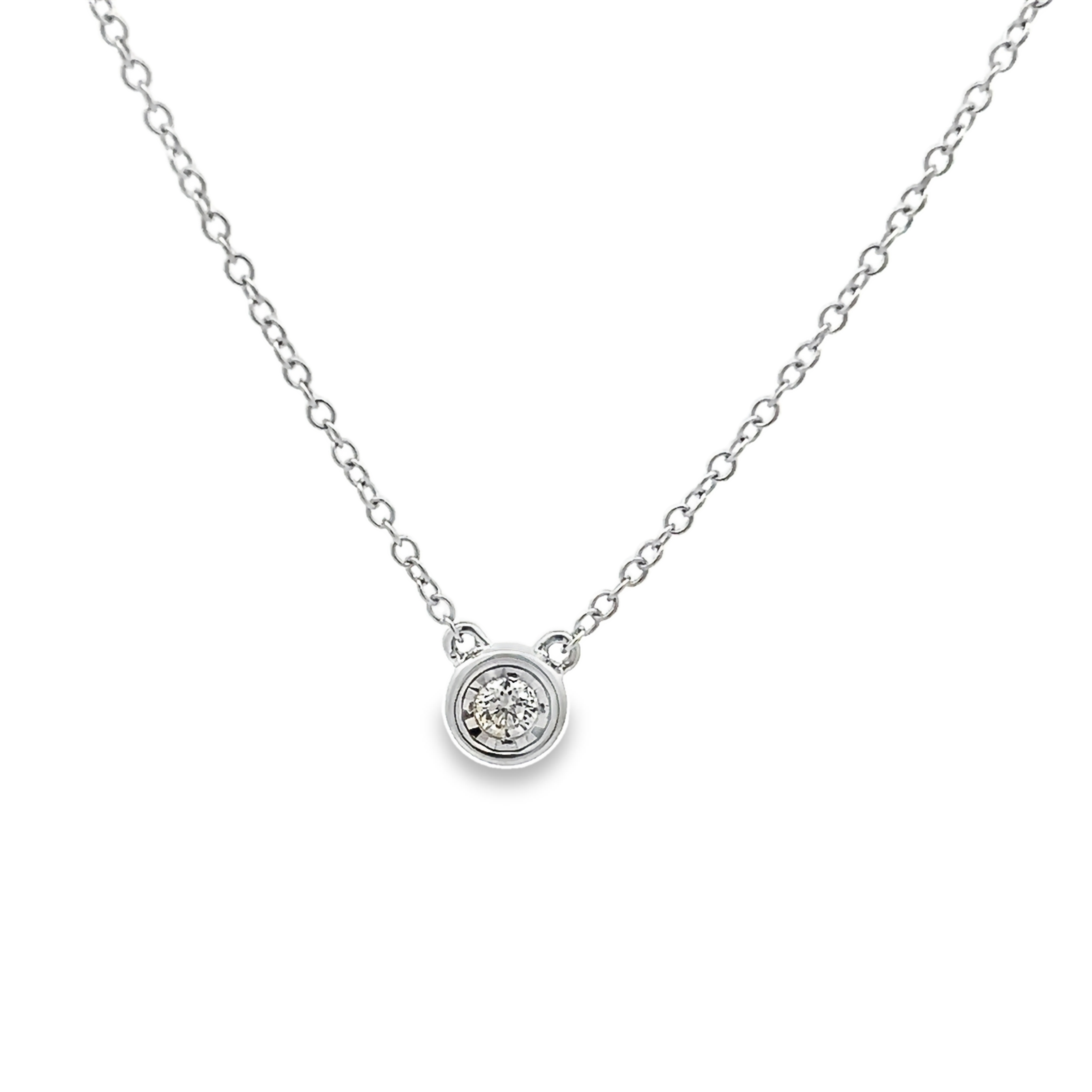 14k White Gold Solitaire Diamond Necklace